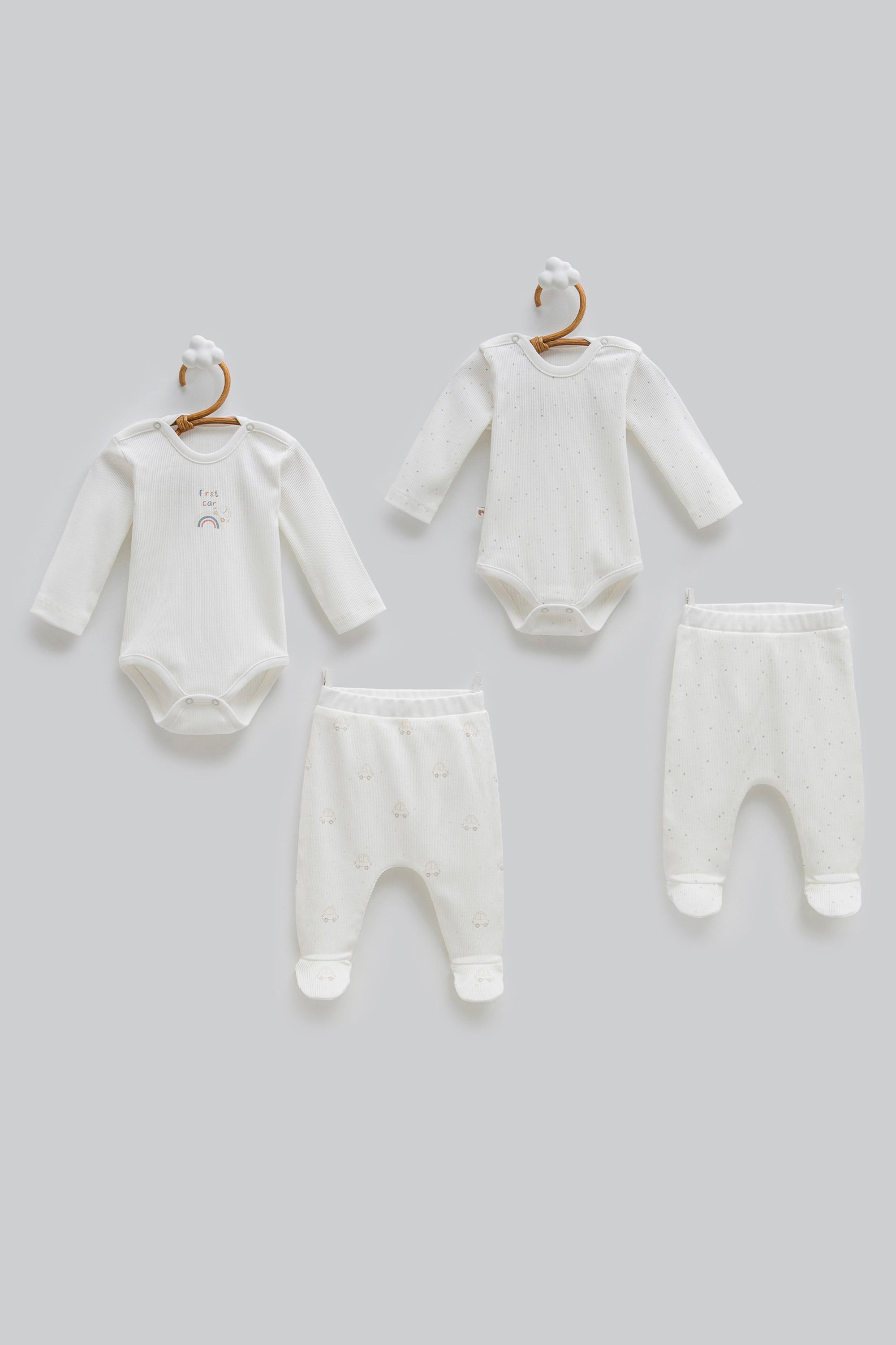 Çıtçıtlı Badi, Tek Alt PantolonCaramell 4lü First Car Erkek Badi Pant Seti Ekru