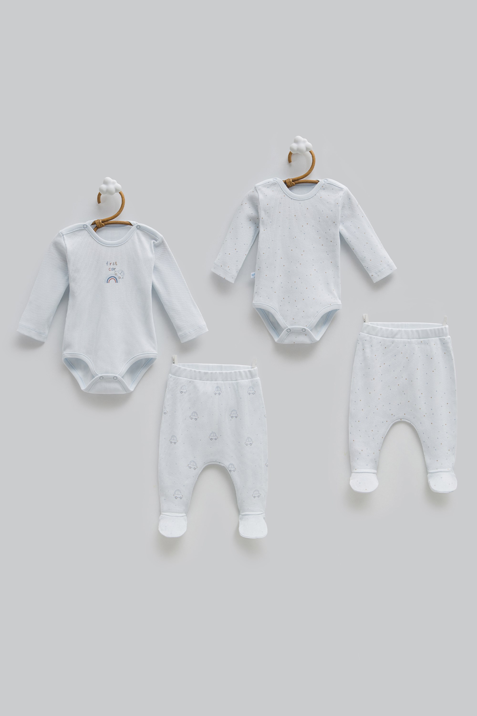 Çıtçıtlı Badi, Tek Alt PantolonCaramell 4lü First Car Erkek Badi Pant Seti Mavi