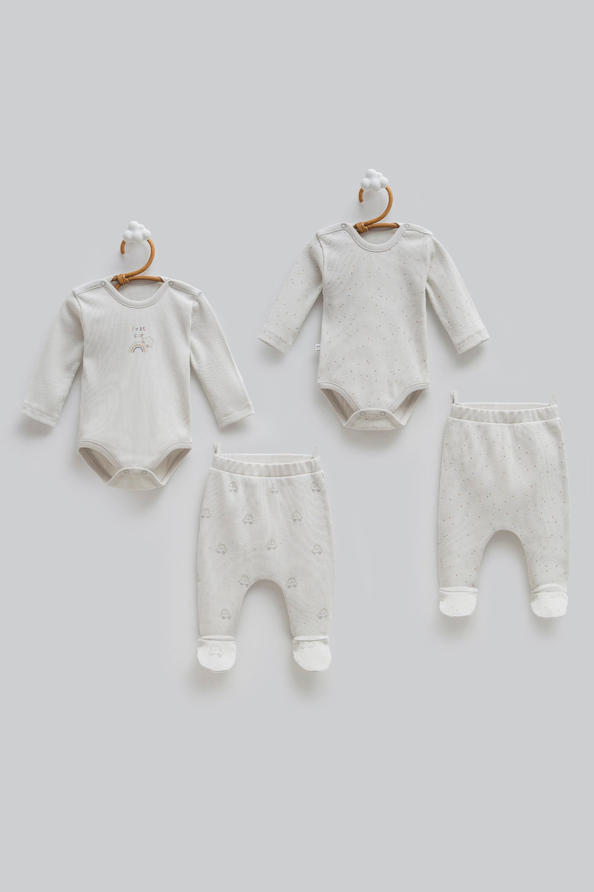 Çıtçıtlı Badi, Tek Alt PantolonCaramell 4lü First Car Erkek Badi Pant Seti Gri