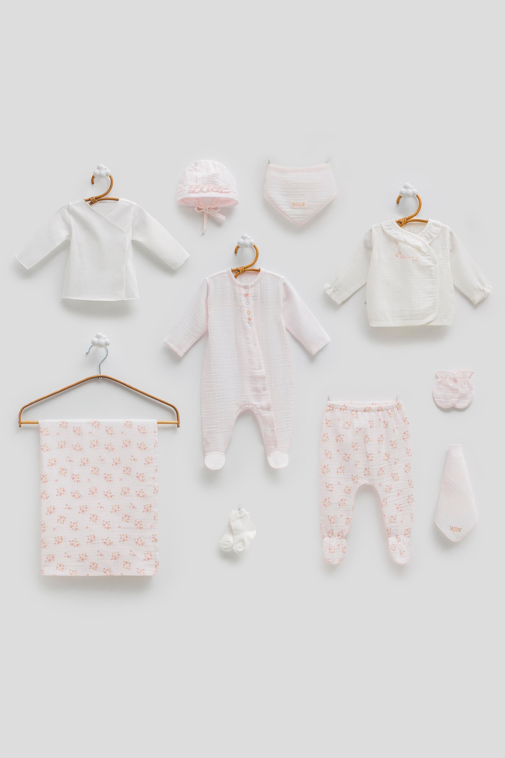 Hastane Çıkışı SetleriCaramell Marin Premium Müslin 10lu Set Kız Pembe