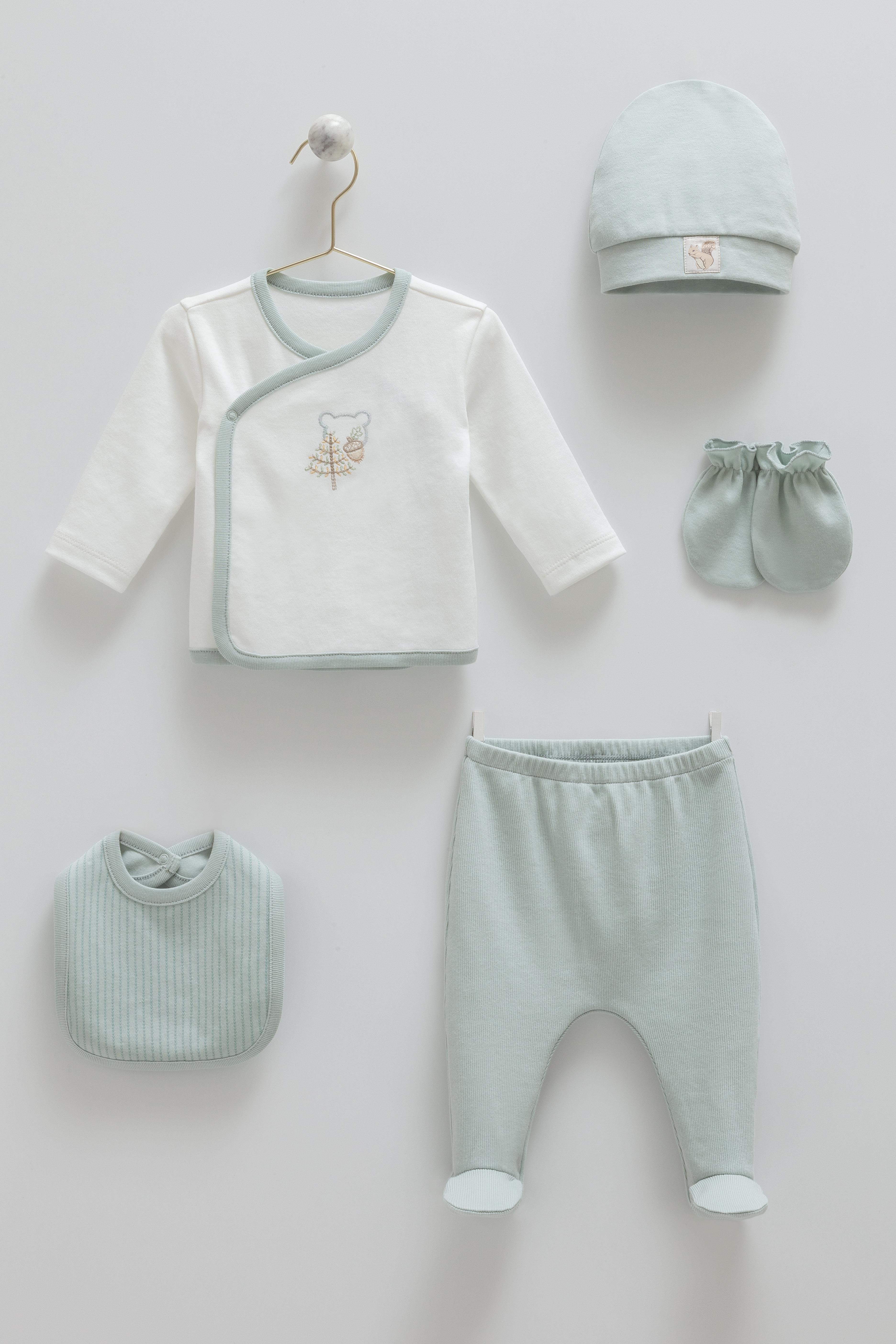 Yenidoğan TakımlarCaramell Palermo 5li Unisex Yenidoğan Seti Yeşil