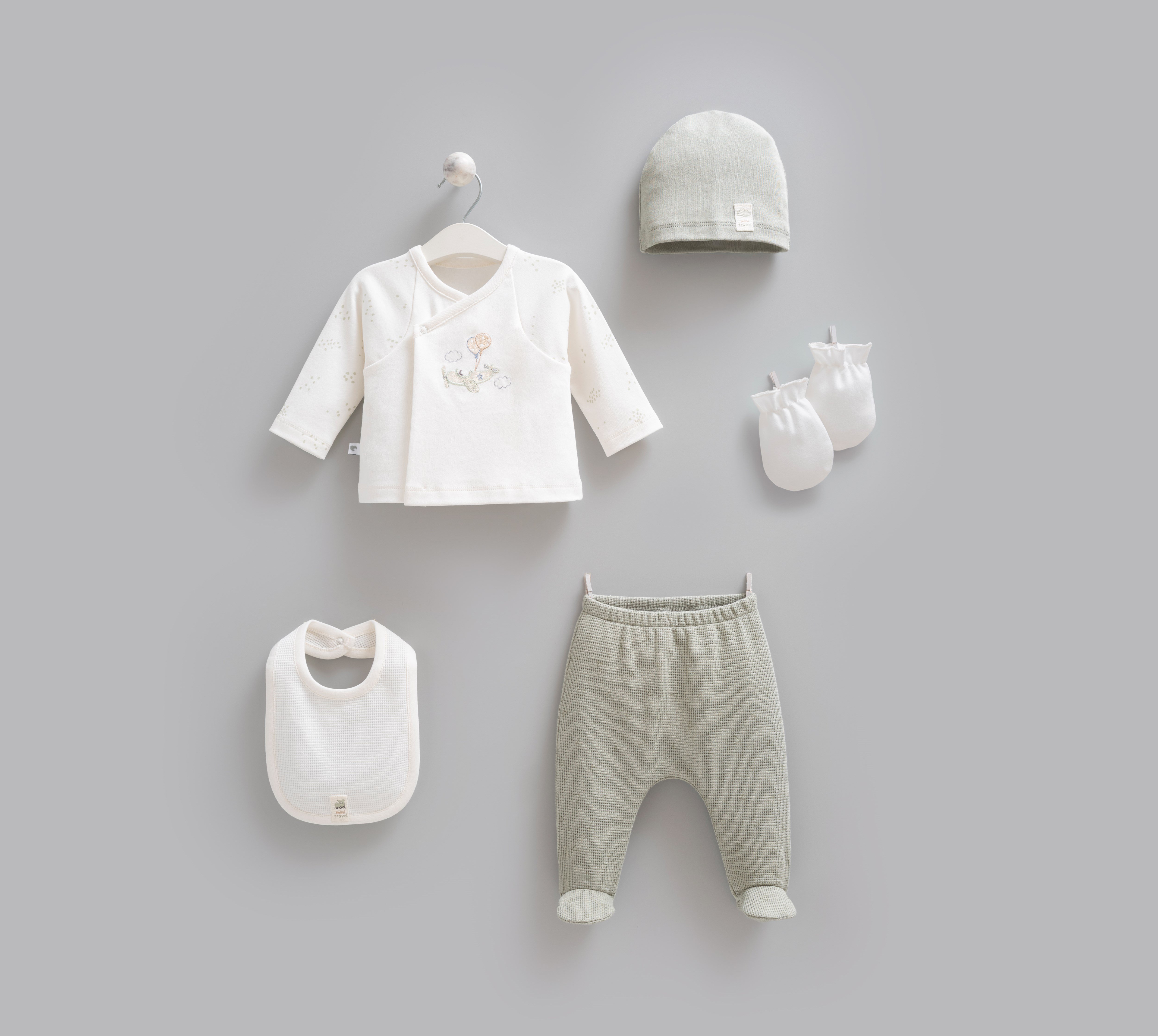 Hastane Çıkışı SetleriCaramell Parma %100 Pamuk 5li Unisex Set Yeşil