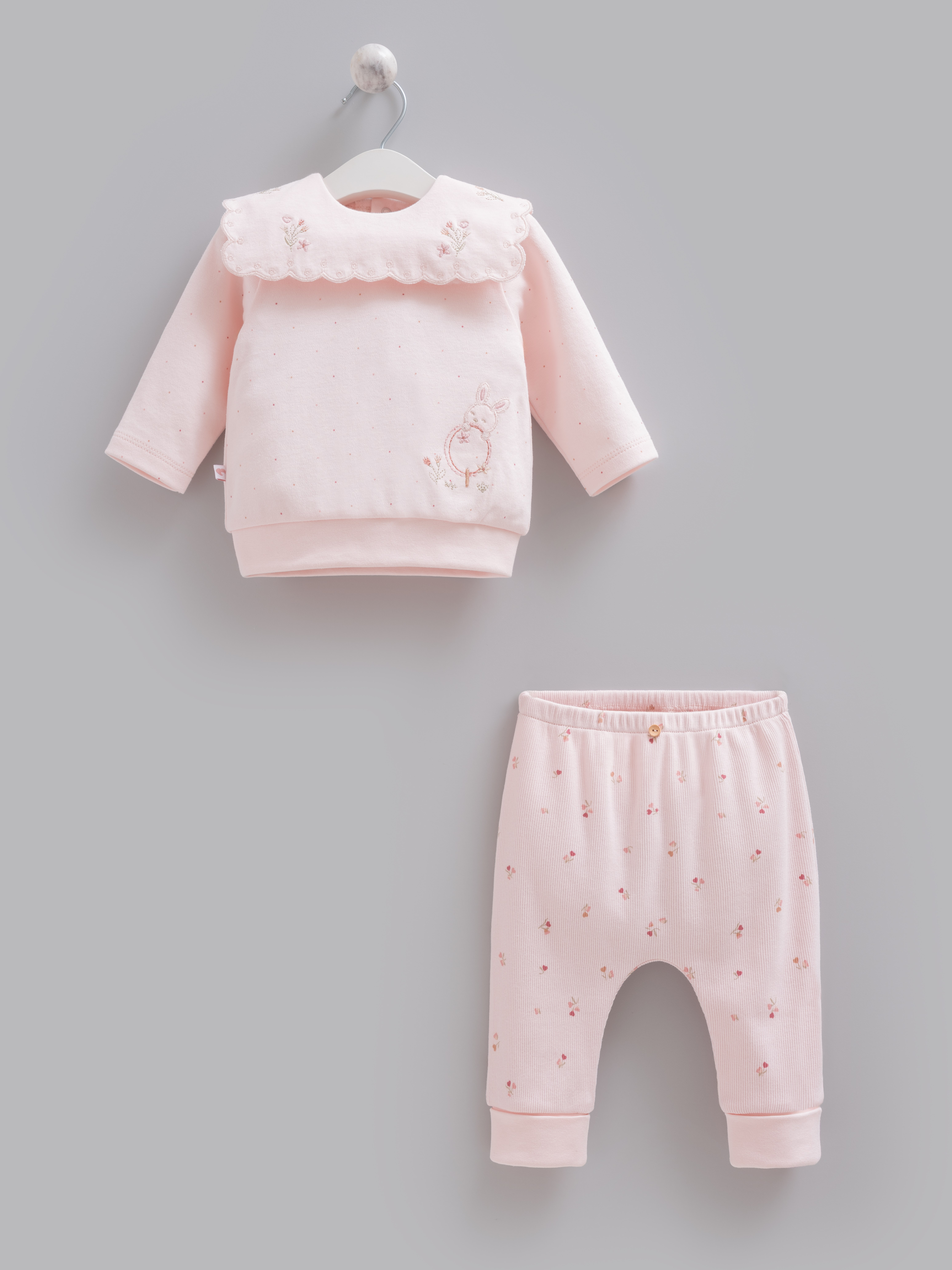 Kız Bebek Elbise ve TakımlarıCaramell Rose %100 Pamuk 2li Kız Takım Pembe