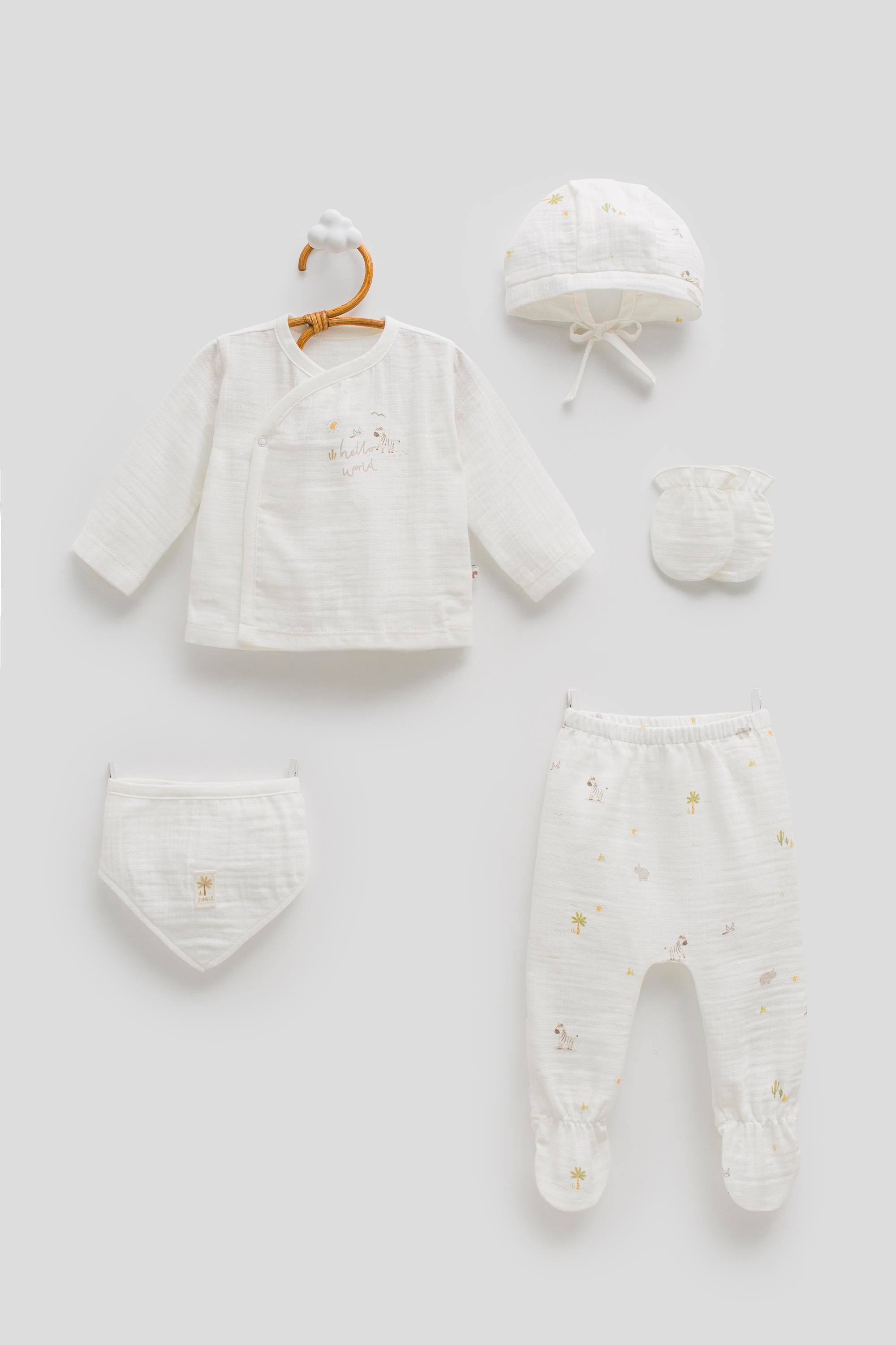 Hastane Çıkışı SetleriCaramell Sicilia Premium Müslin 5li Set Unisex Ekru