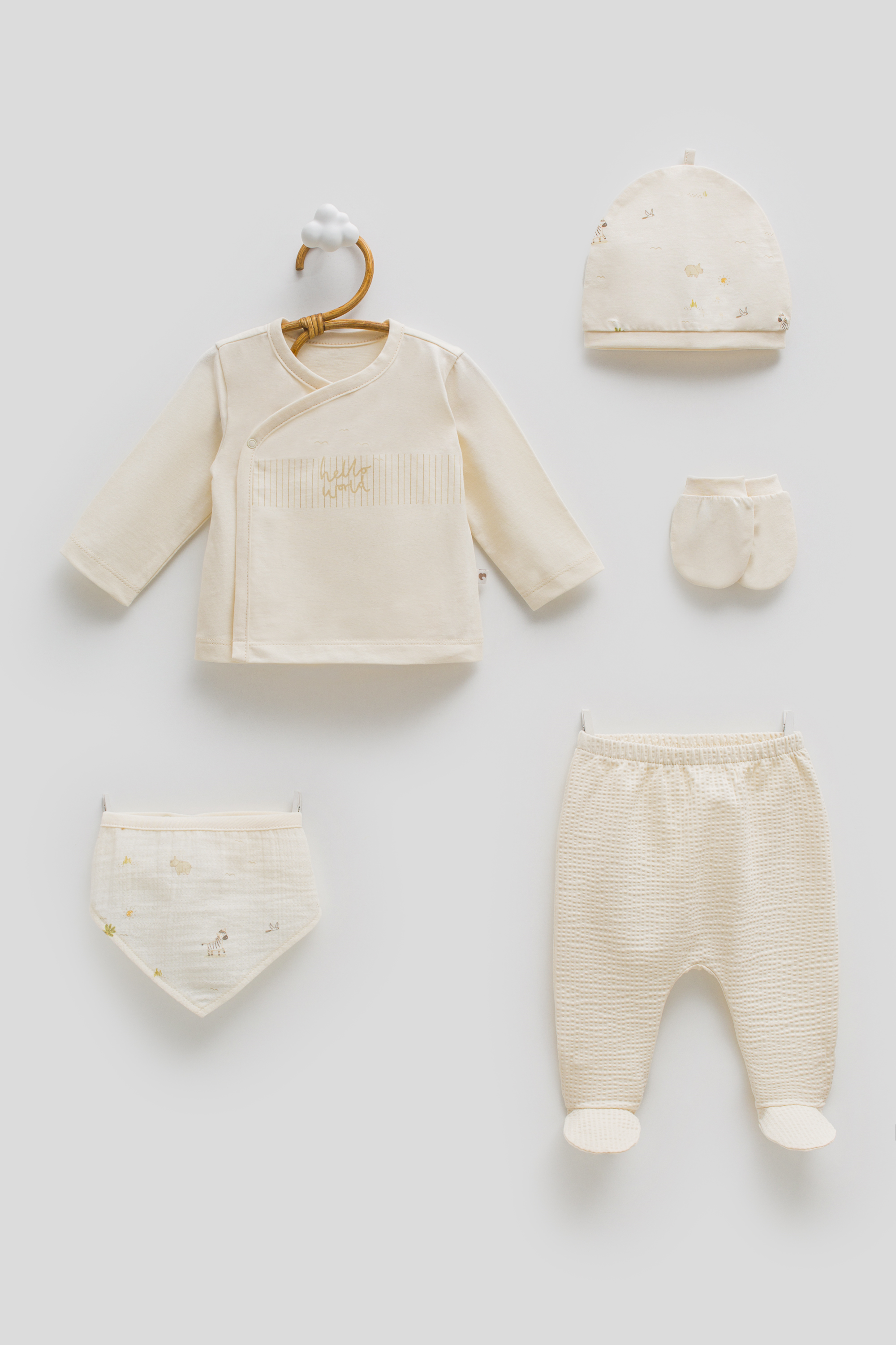 Hastane Çıkışı SetleriCaramell Torino Premium 5li Set Unisex Bej