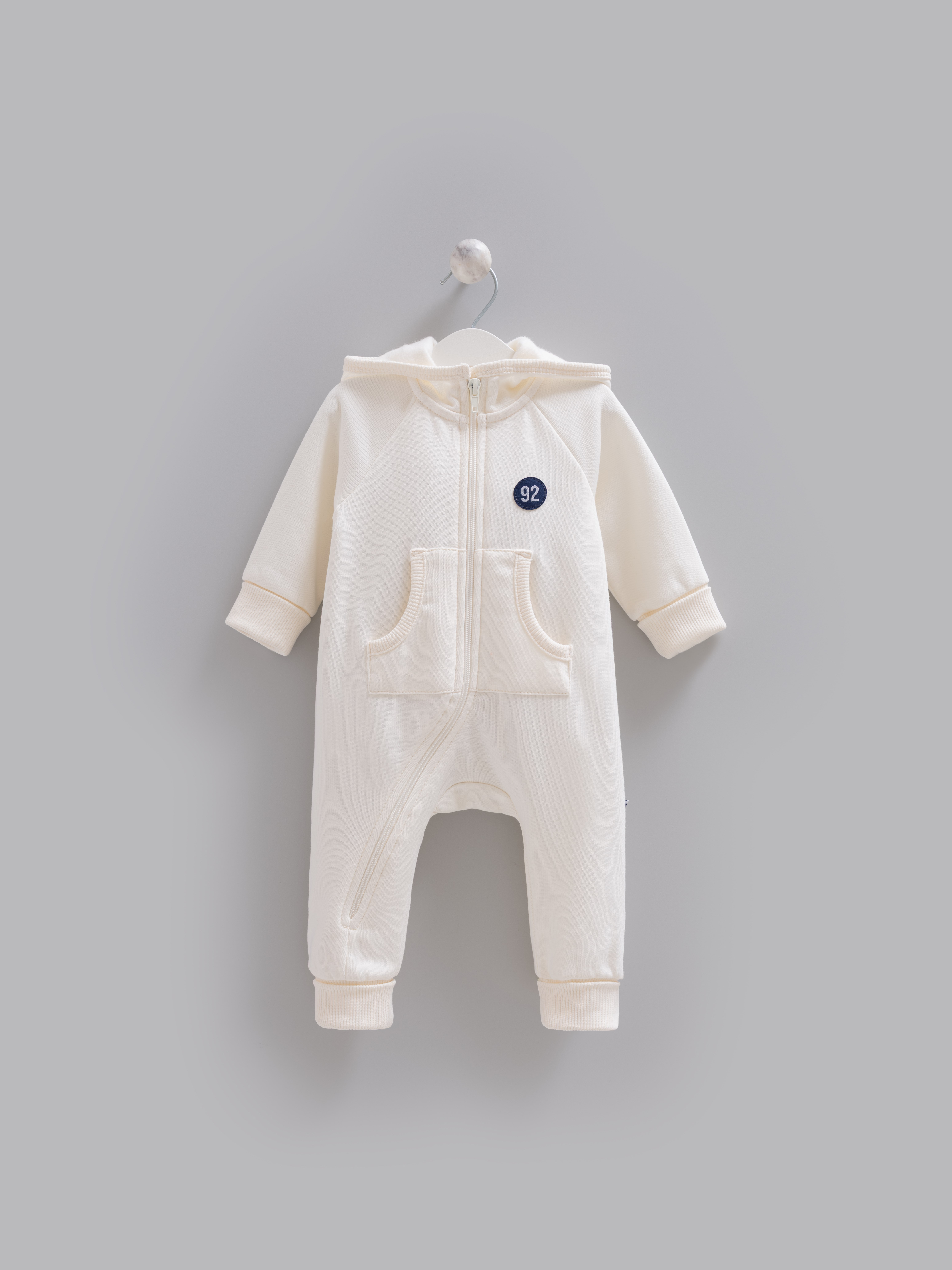 Bebek Tulumları | Yenidoğan TulumlarıCaramell Üç İplik Unisex Bebek Tulum Ekru