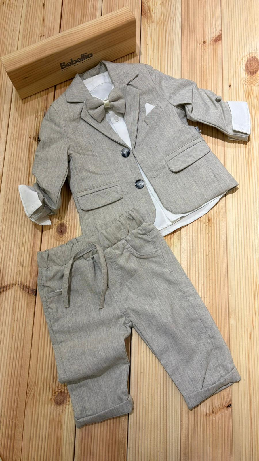 Erkek Bebek İkili TakımCeketli Papyonlu Premium Erkek Takım Grimelanj