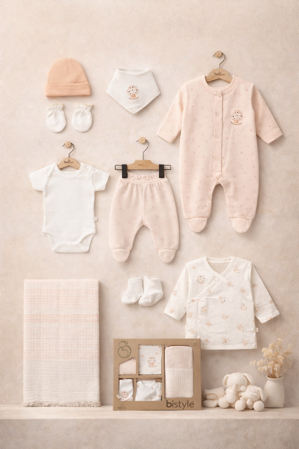 Hastane Çıkışı SetleriGOTS Sertifikalı 10lu Set Cute Happy Somon-Unisex