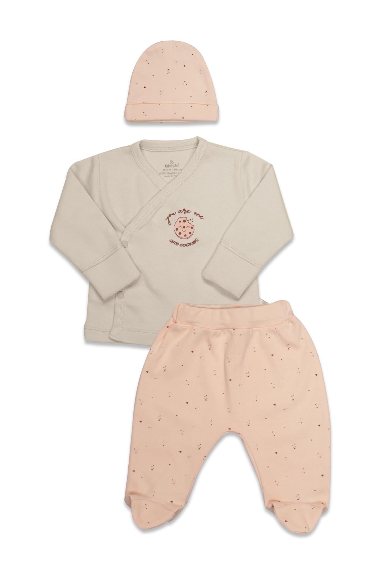 Hastane Çıkışı SetleriGOTS Sertifikalı 3lü Set Cute Happy Somon-Unisex