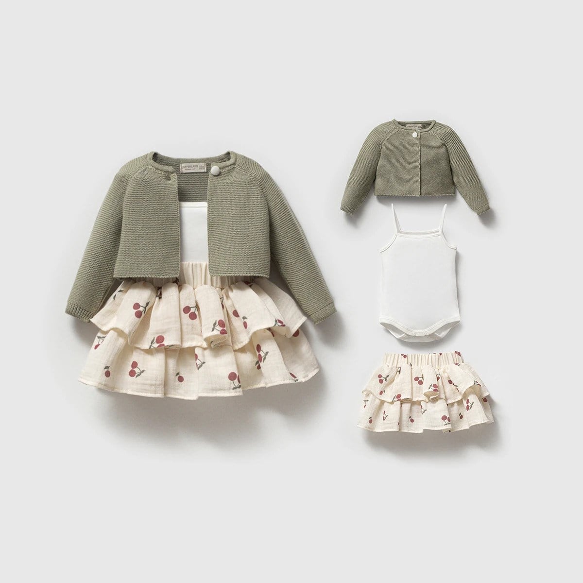 Kız Bebek Elbise, TakımNipperland Cherry Etekli ve Triko Hırklalı Takım