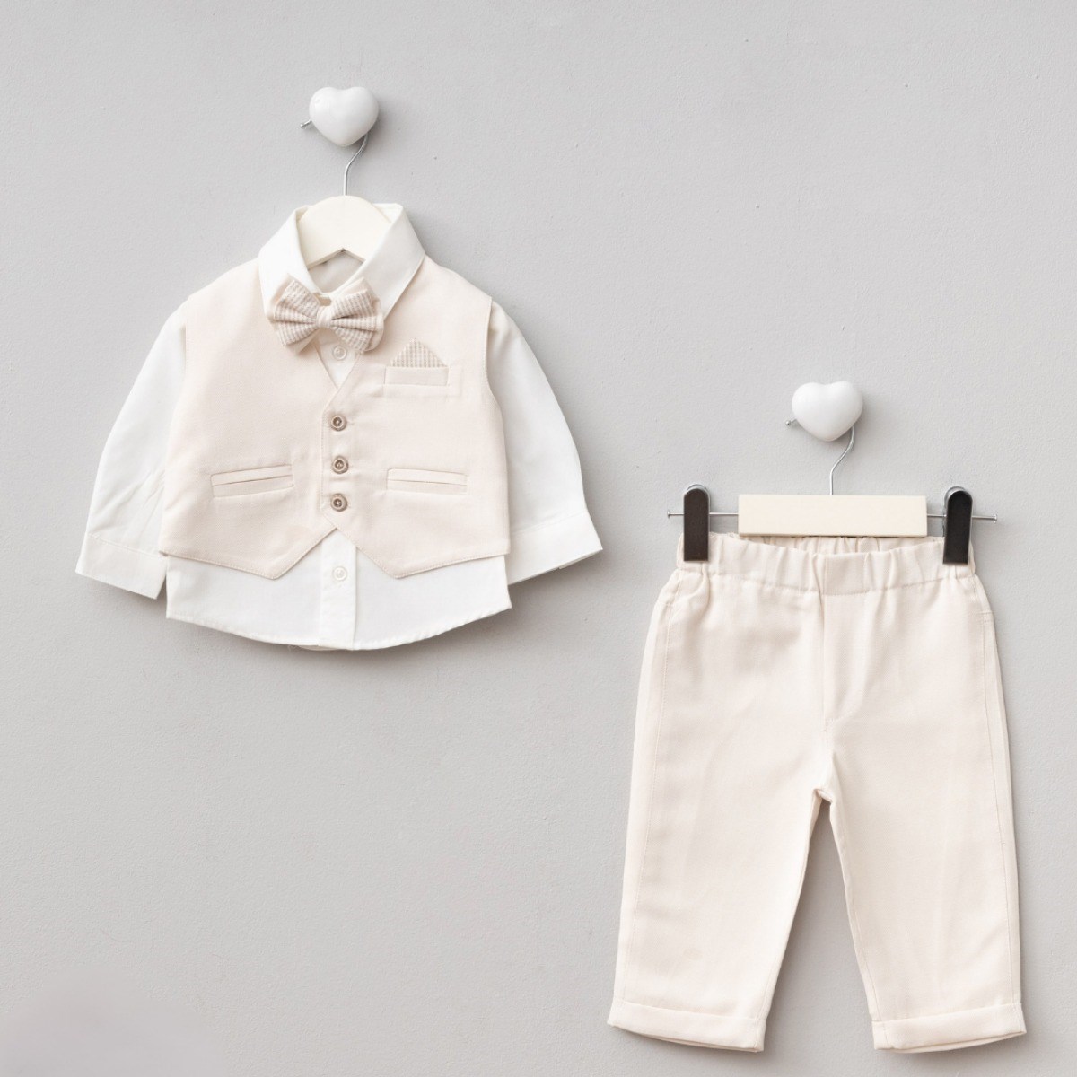 Erkek Bebek TakımPugi Venedik Premium Yelekli Set Bej
