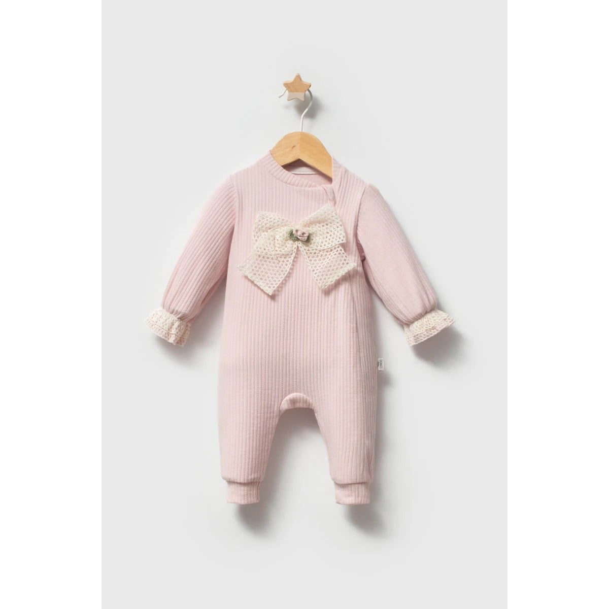 Bebek TulumTongs Çiçekli Linen Kız Tulum Pembe