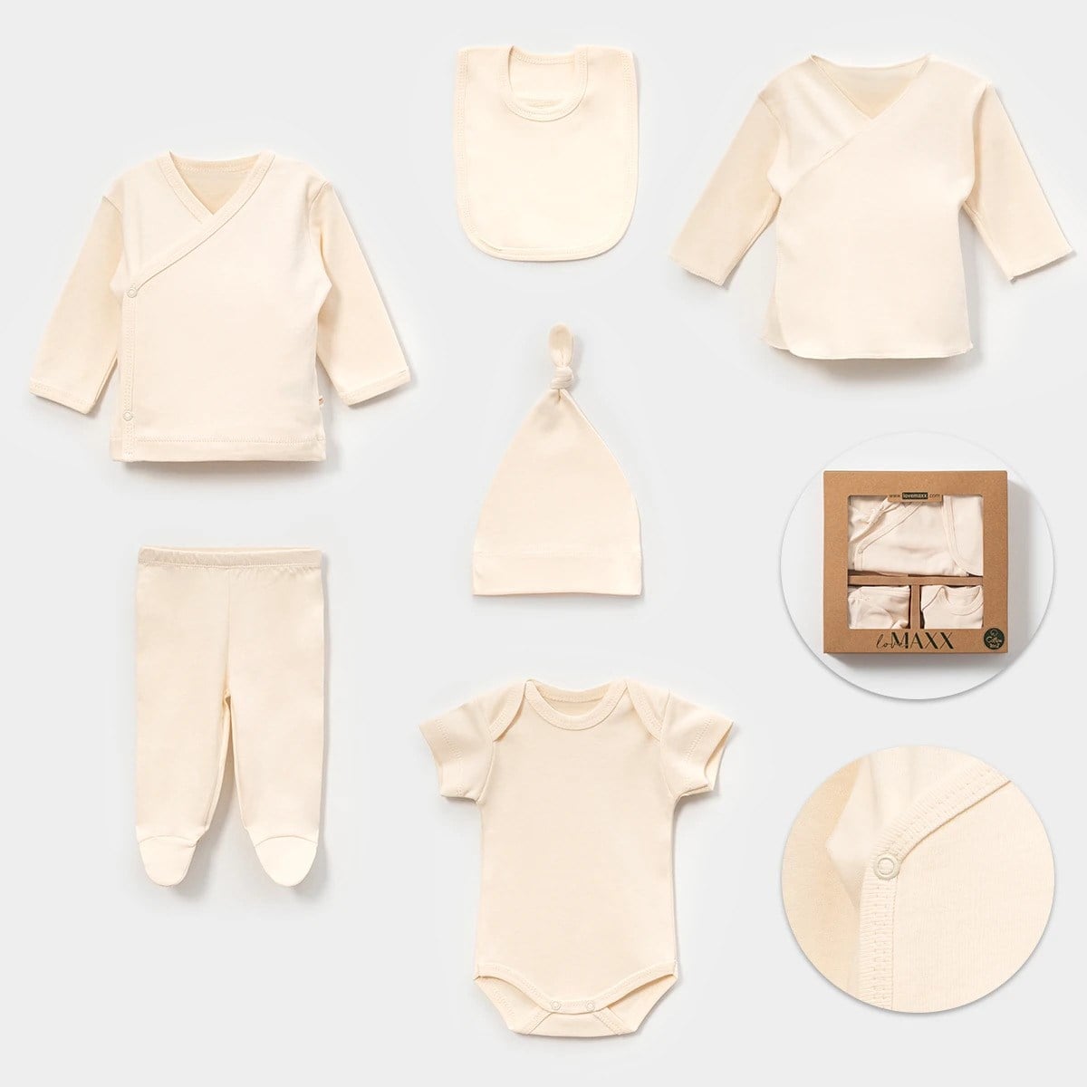 Hastane Çıkışı SetleriUnisex Naturel 6lı Yenidoğan Set Ekru