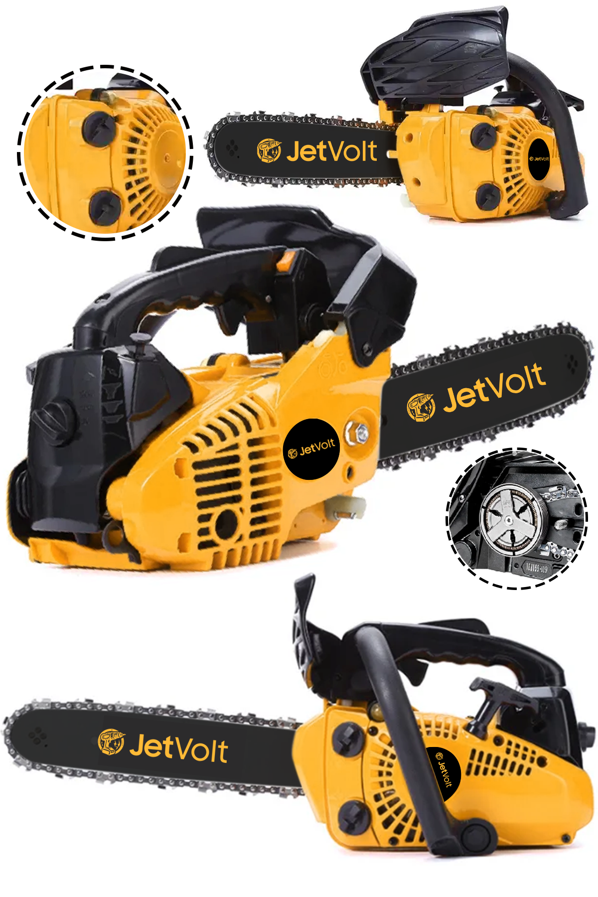 JetVolt 25cc Mini Benzinli Testere Ağaç Odun Dal Budama Ve Kesme Testeresi Hızar Motoru - Sarı