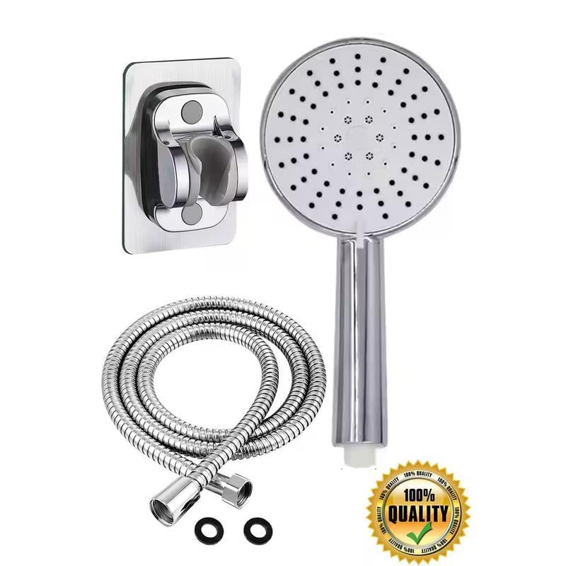 5 Fonksiyon Duş Başlığı + Spiral İp örgülü Duş Hortumu + Yapışkanlı Mafsal