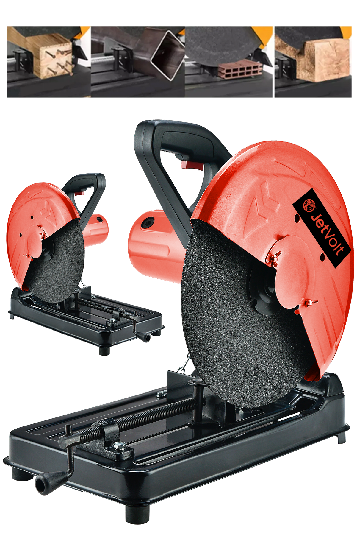 JetVolt Profesyonel 2000W 355mm Bakır Sargılı Metal Şanzıman Profil Metal Kesme Makinesi - Kırmızı