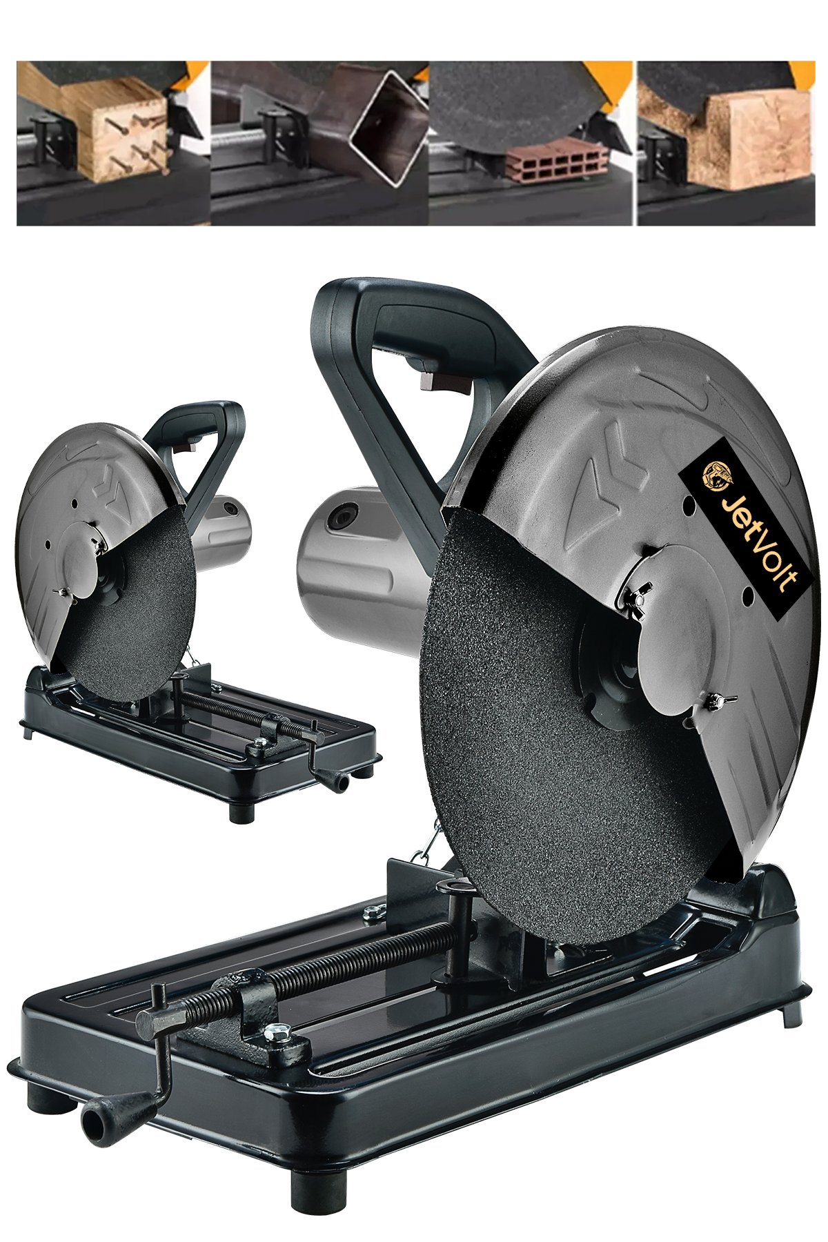 JetVolt Profesyonel 2000W 355mm Bakır Sargılı Metal Şanzıman Profil Metal Kesme Makinesi - Siyah