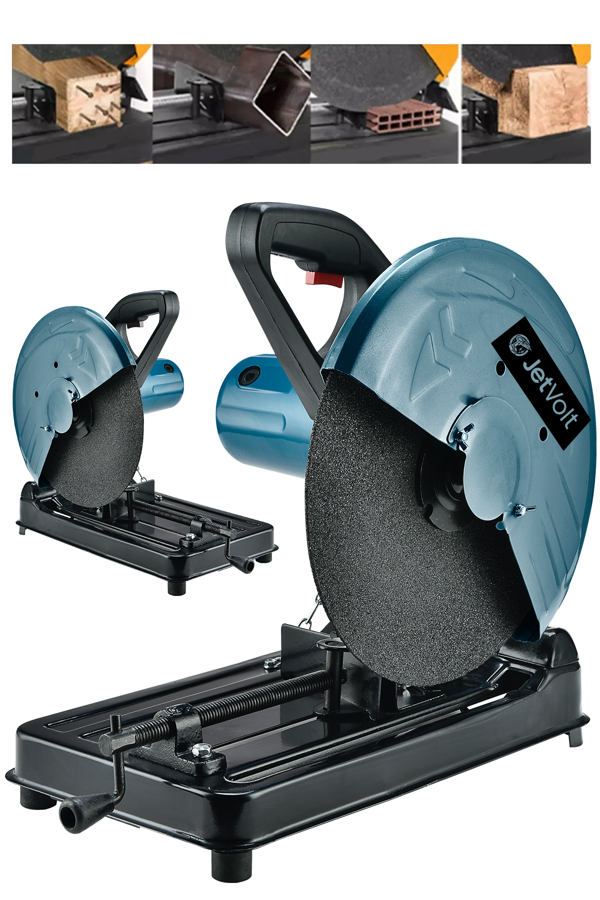 JetVolt Profesyonel 2000W 355mm Bakır Sargılı Metal Şanzıman Profil Metal Kesme Makinesi - Mavi