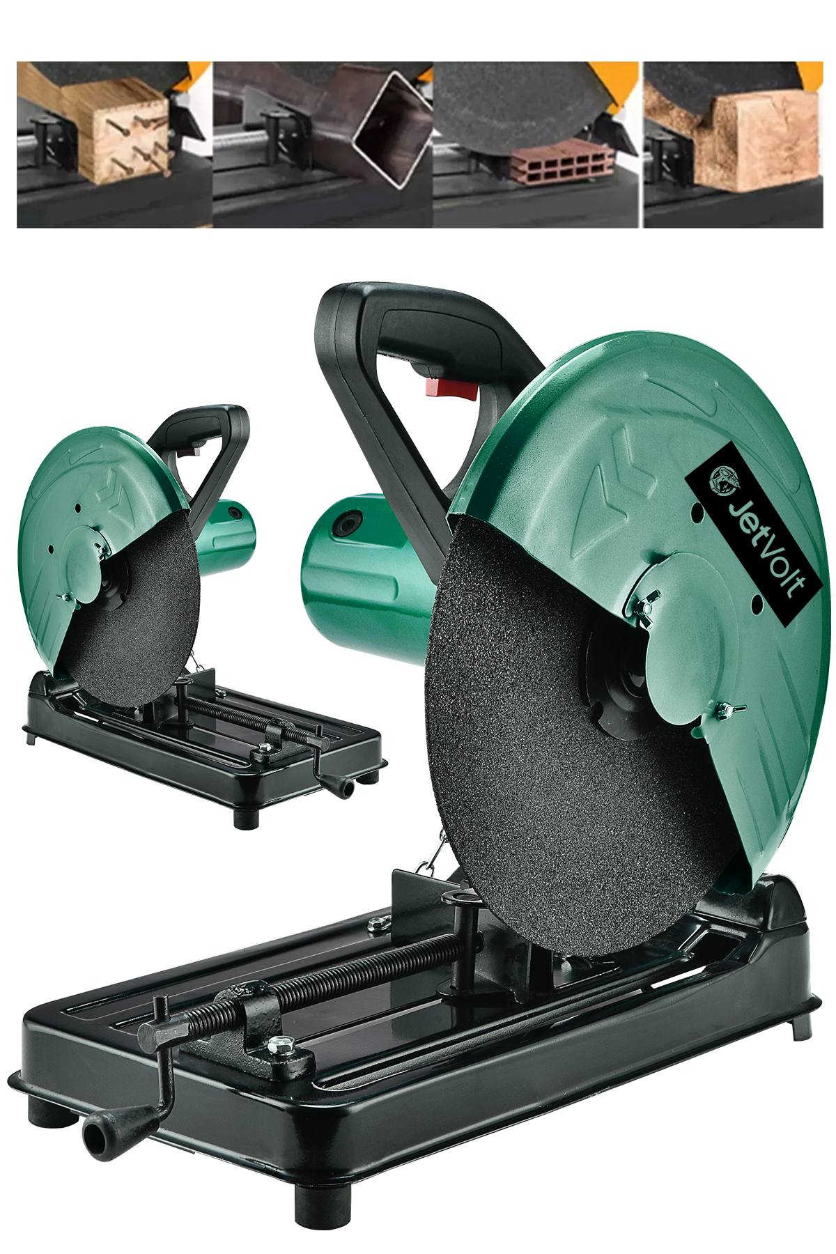 JetVolt Profesyonel 2000W 355mm Bakır Sargılı Metal Şanzıman Profil Metal Kesme Makinesi - Yeşil