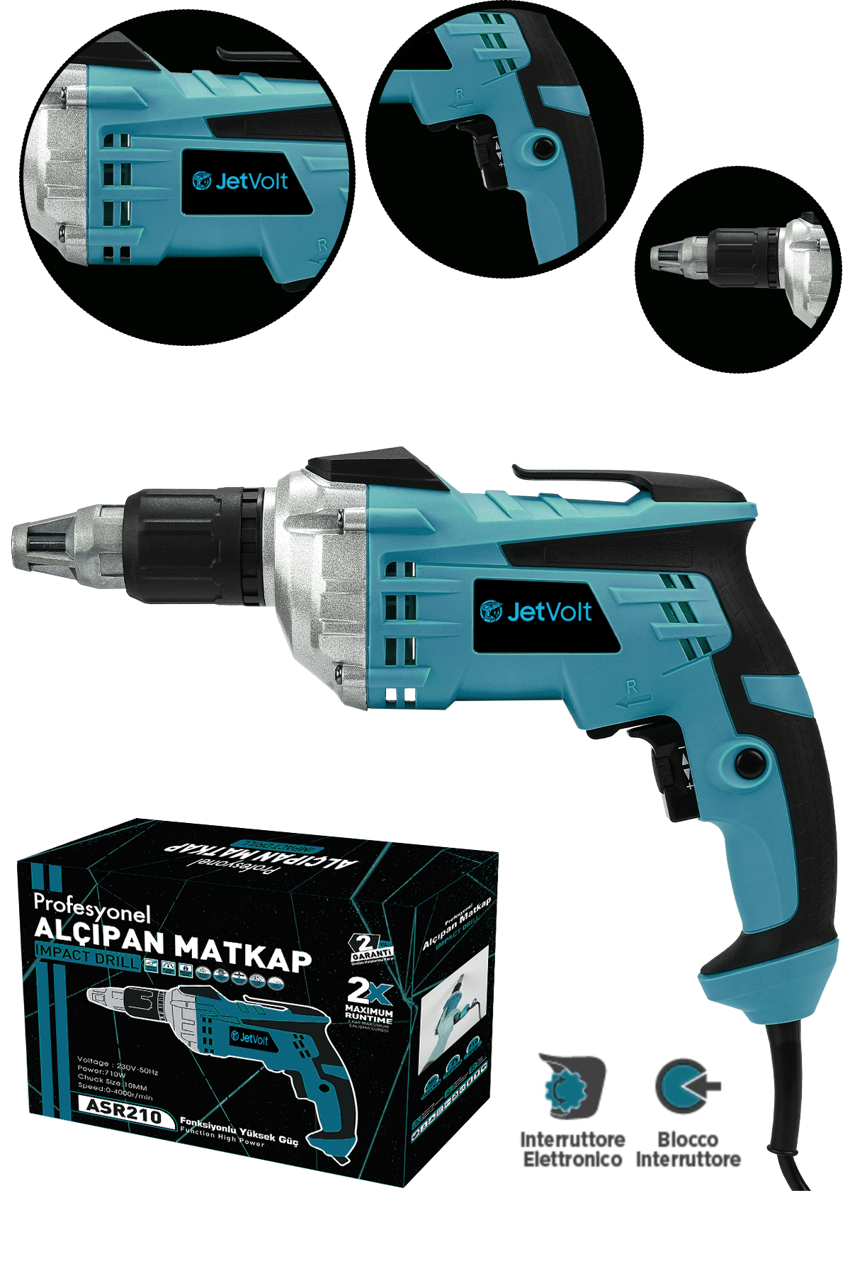 JetVolt Profesyonel 90N.m Alçıpan Vidalama Tabancası 710W - Mavi
