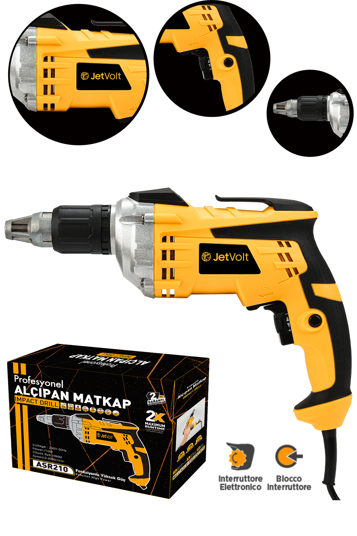 JetVolt Profesyonel 90N.m Alçıpan Vidalama Tabancası 710W - Sarı