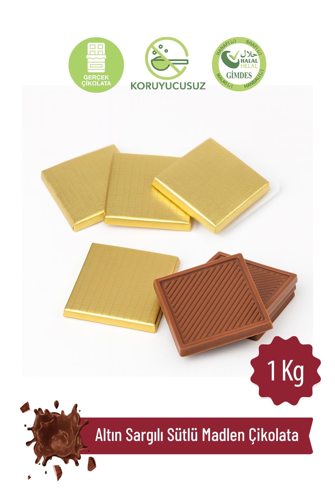 Altın Sargılı Sütlü Madlen Çikolata 1kg 4x4 cmMadlen ÇikolataMilat
