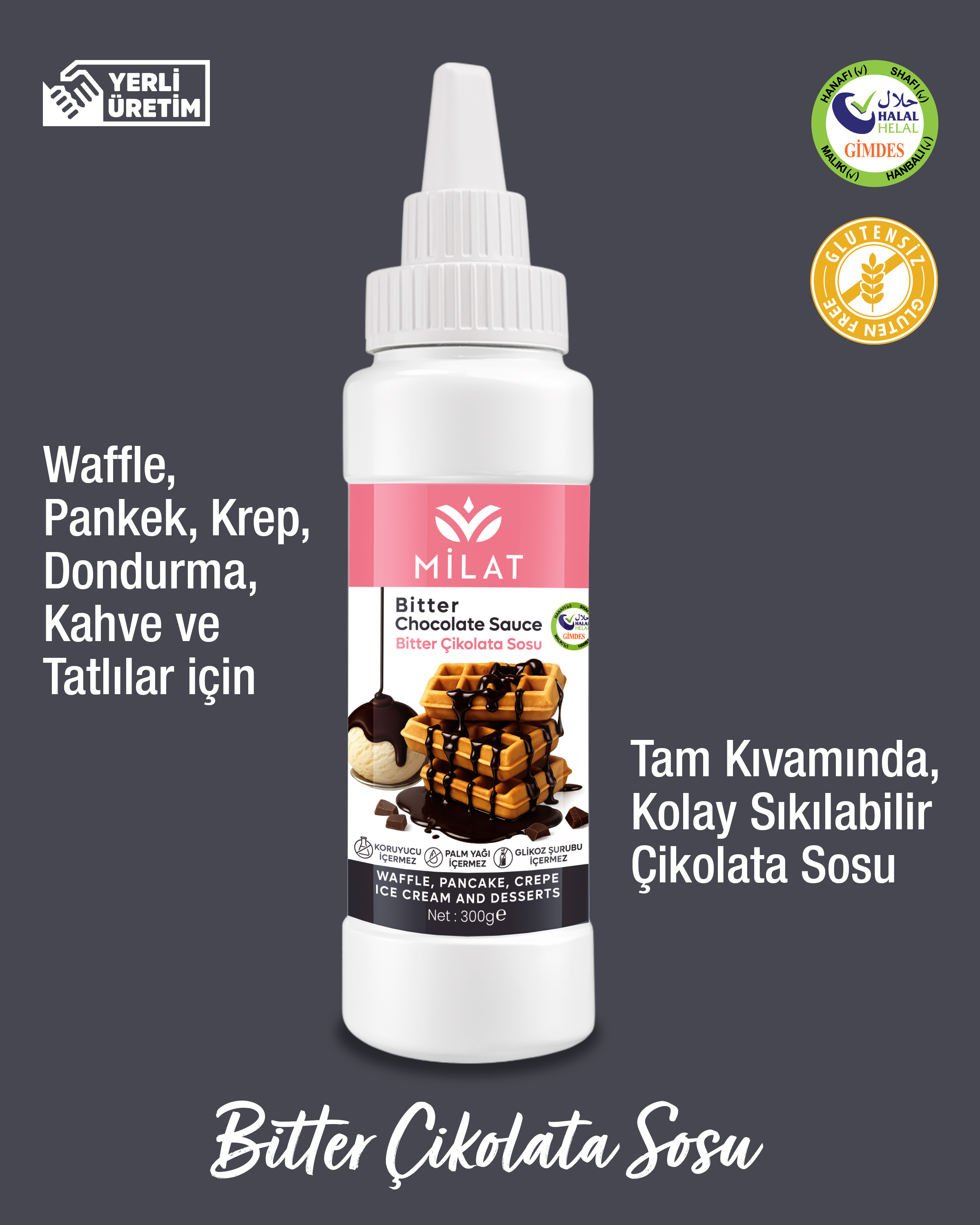 Bitter Tatlı Sos 300 g - Waffle & Krep & Pankek & Tatlı & Dondurma SosuWaffle SoslarMilat