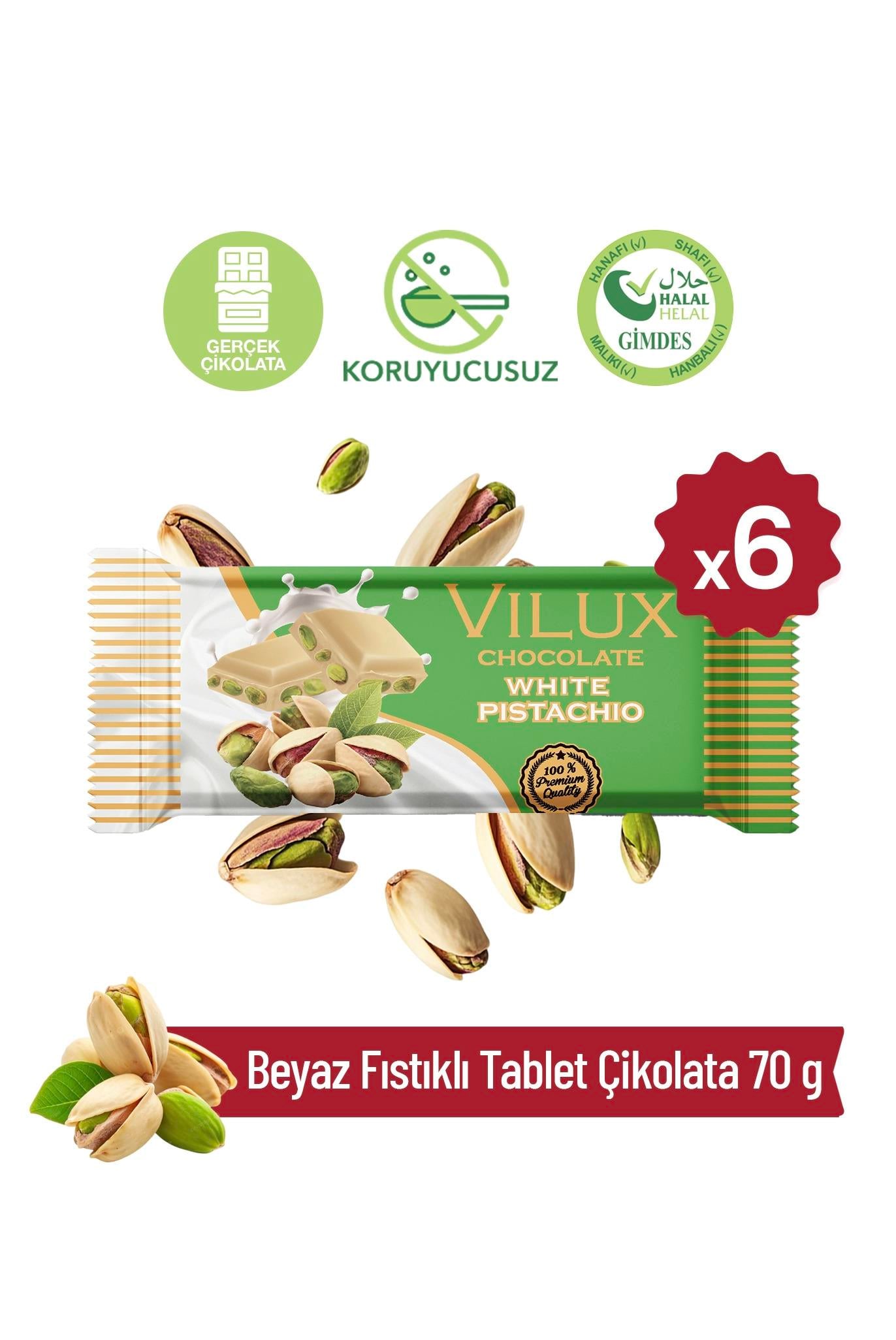 Fildişi Fıstıklı Tablet Çikolata 70gr (5 ADET)Tablet ÇikolataVilux