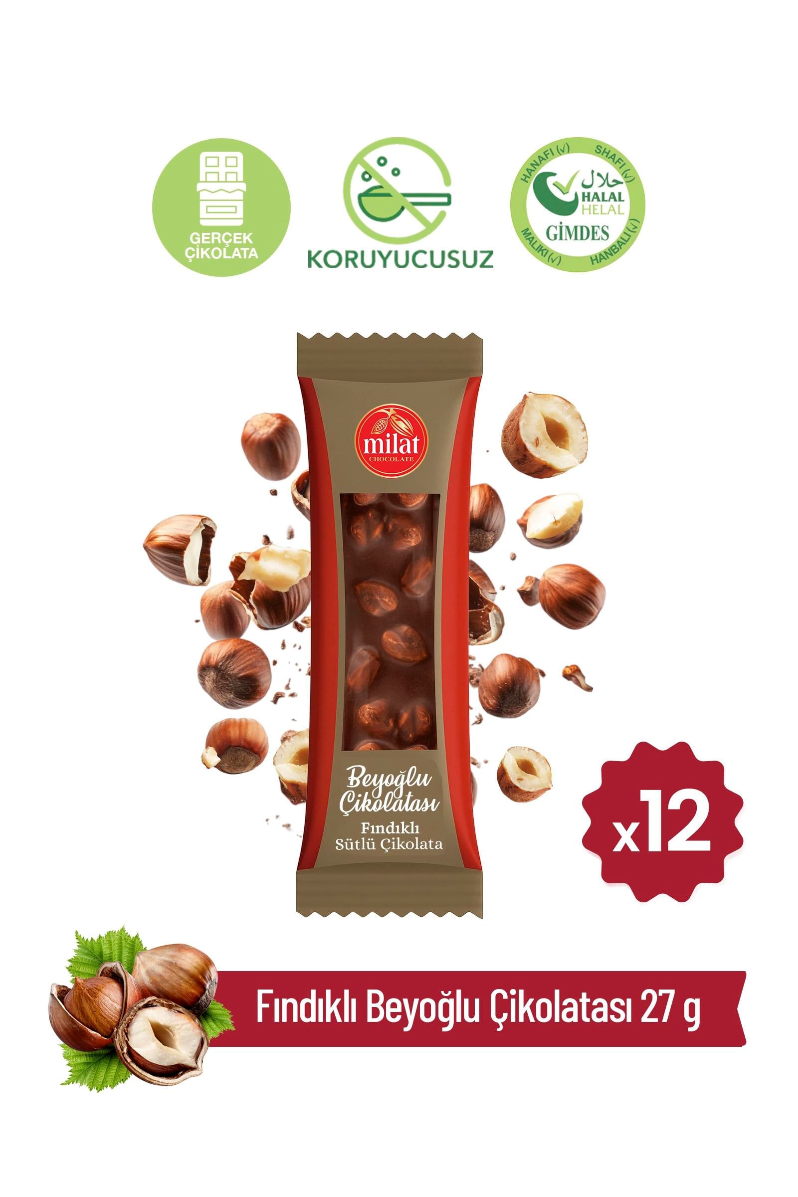 Fındıklı Beyoğlu 27 g x 12 AdetBeyoğlu ÇikolatasıMilat