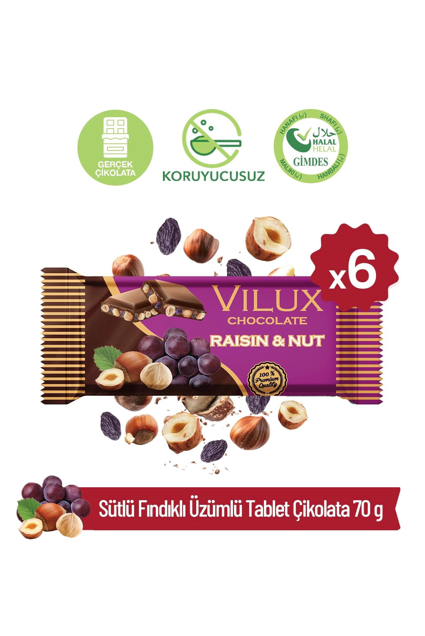 Fındıklı Üzümlü Tablet Çikolata 70gr (5 ADET)Tablet ÇikolataVilux