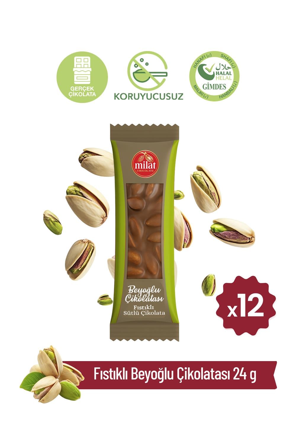 Fıstıklı Beyoğlu 24 g x 12 AdetÇikolatalarMilat