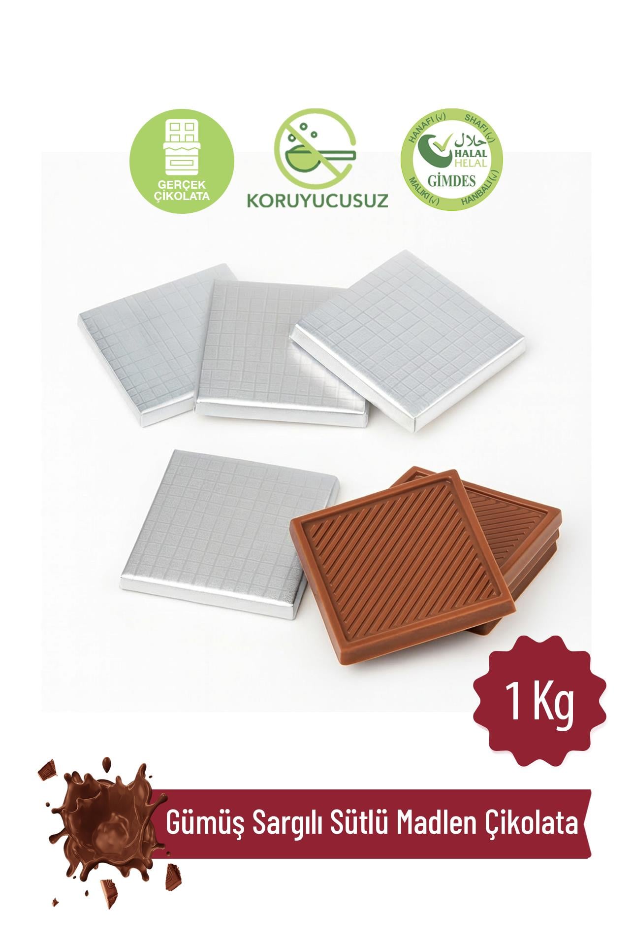 Gümüş Sargılı Sütlü Madlen Çikolata 1 Kg.Madlen ÇikolataMilat