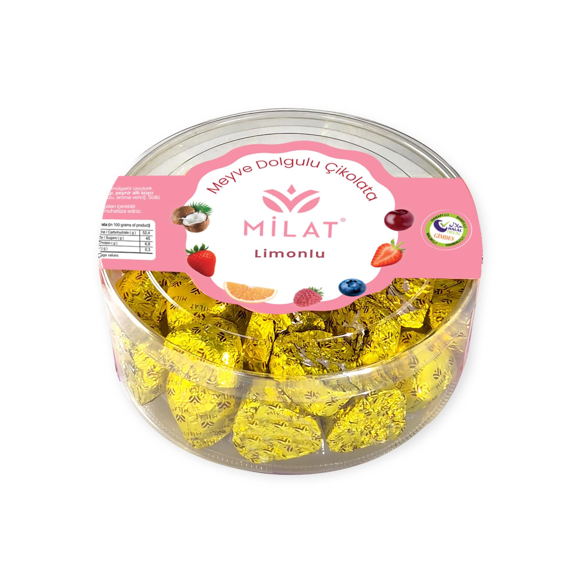 Limon Dolgulu Sütlü Kalp Çikolata 300 g Spesiyal Dökme ÇikolataMilat