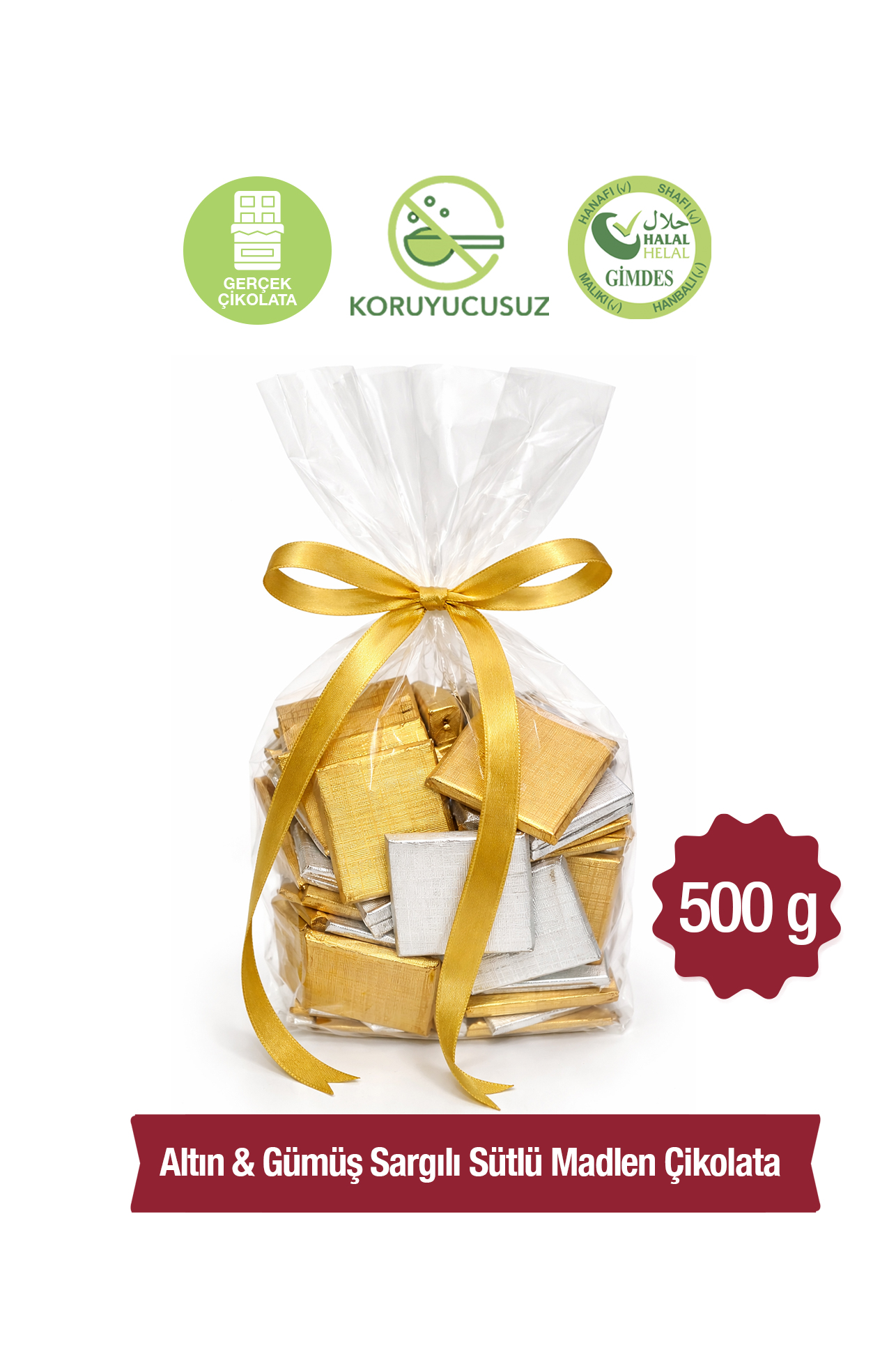 Milat Altın/Gümüş Sargılı Sütlü Madlen Çikolata 500 gMadlen ÇikolataMilat