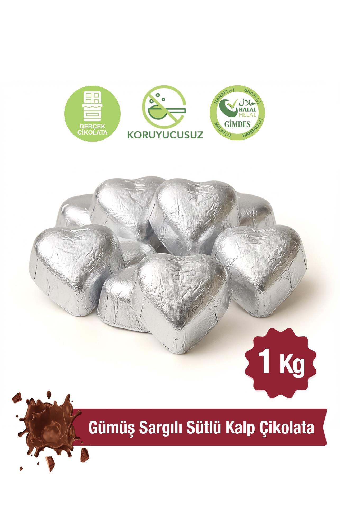 Milat Gümüş Sargılı Special Sütlü Kalp Çikolata 1 Kg.Spesiyal Dökme ÇikolataMilat