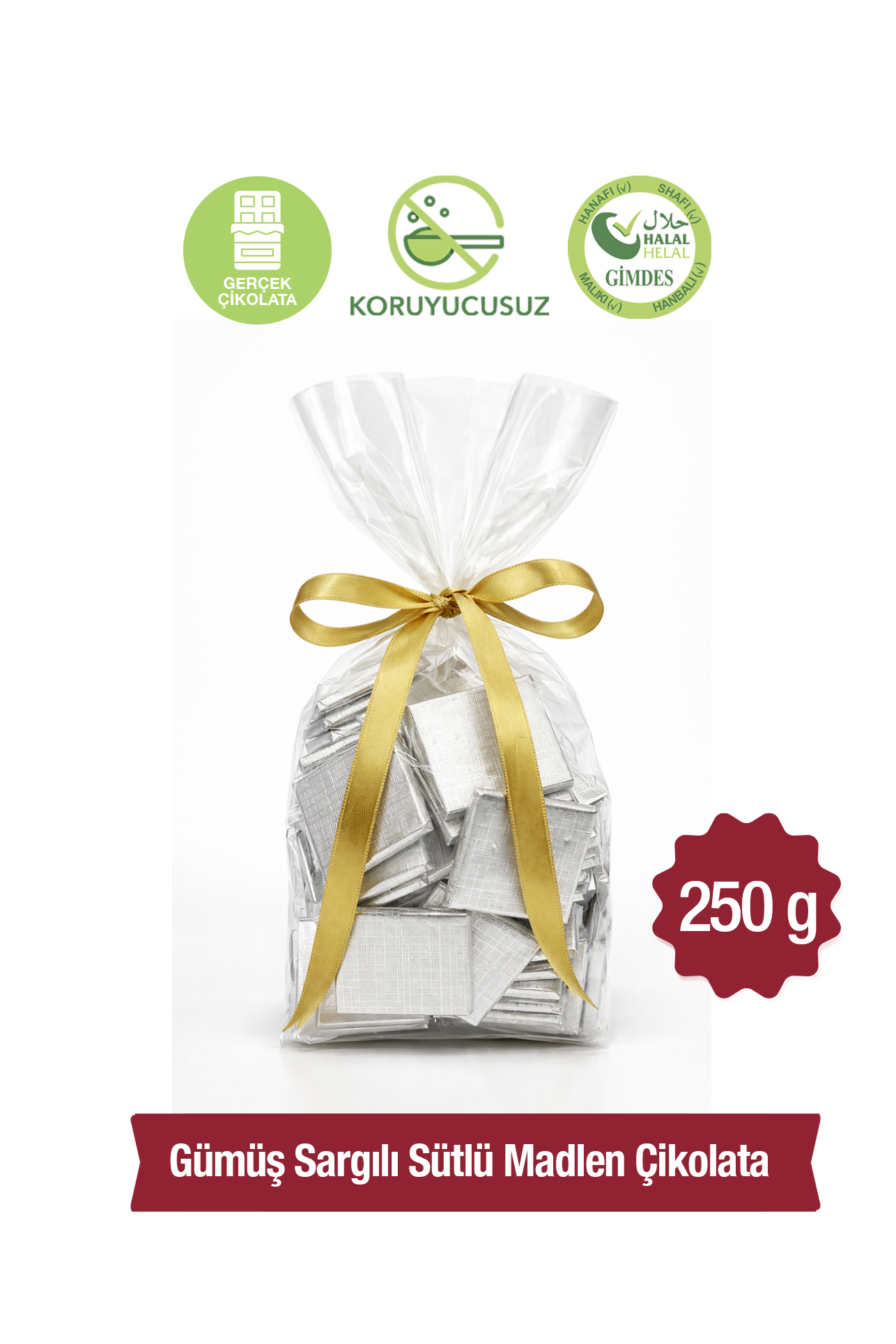 Milat Gümüş Sargılı Sütlü Madlen Çikolata 250 gMadlen ÇikolataMilat