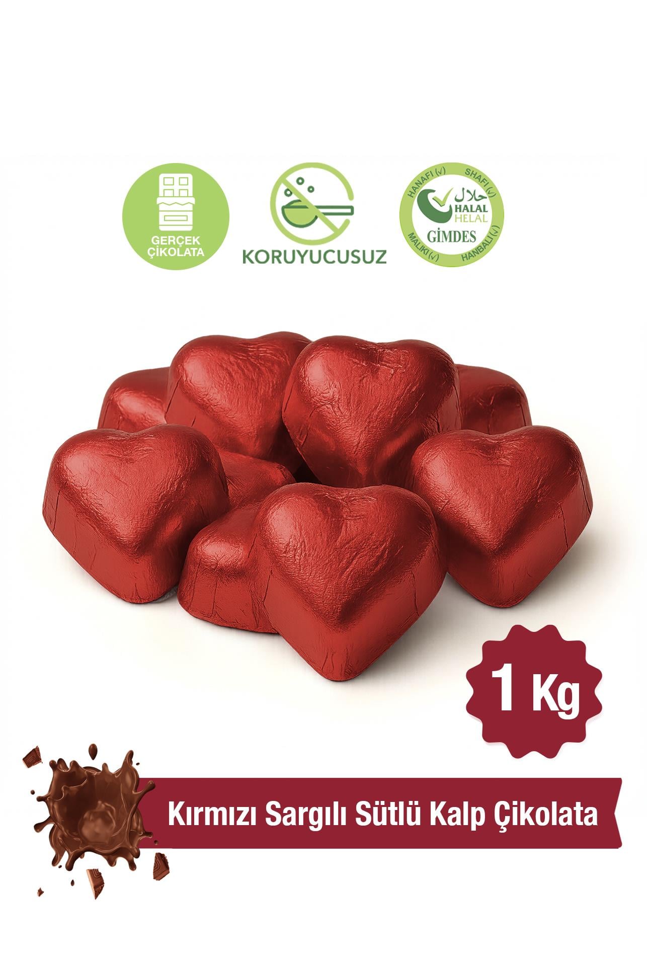 Milat Kırmızı Sargılı Special Sütlü Kalp Çikolata 1 Kg.Spesiyal Dökme ÇikolataMilat