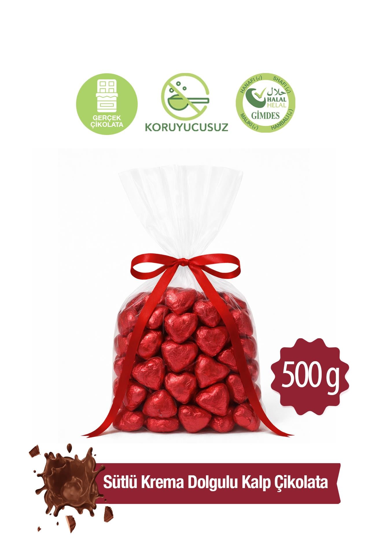 Milat Kırmızı Sargılı Special Sütlü Kalp Çikolata 500 Gr.Spesiyal Dökme ÇikolataMilat