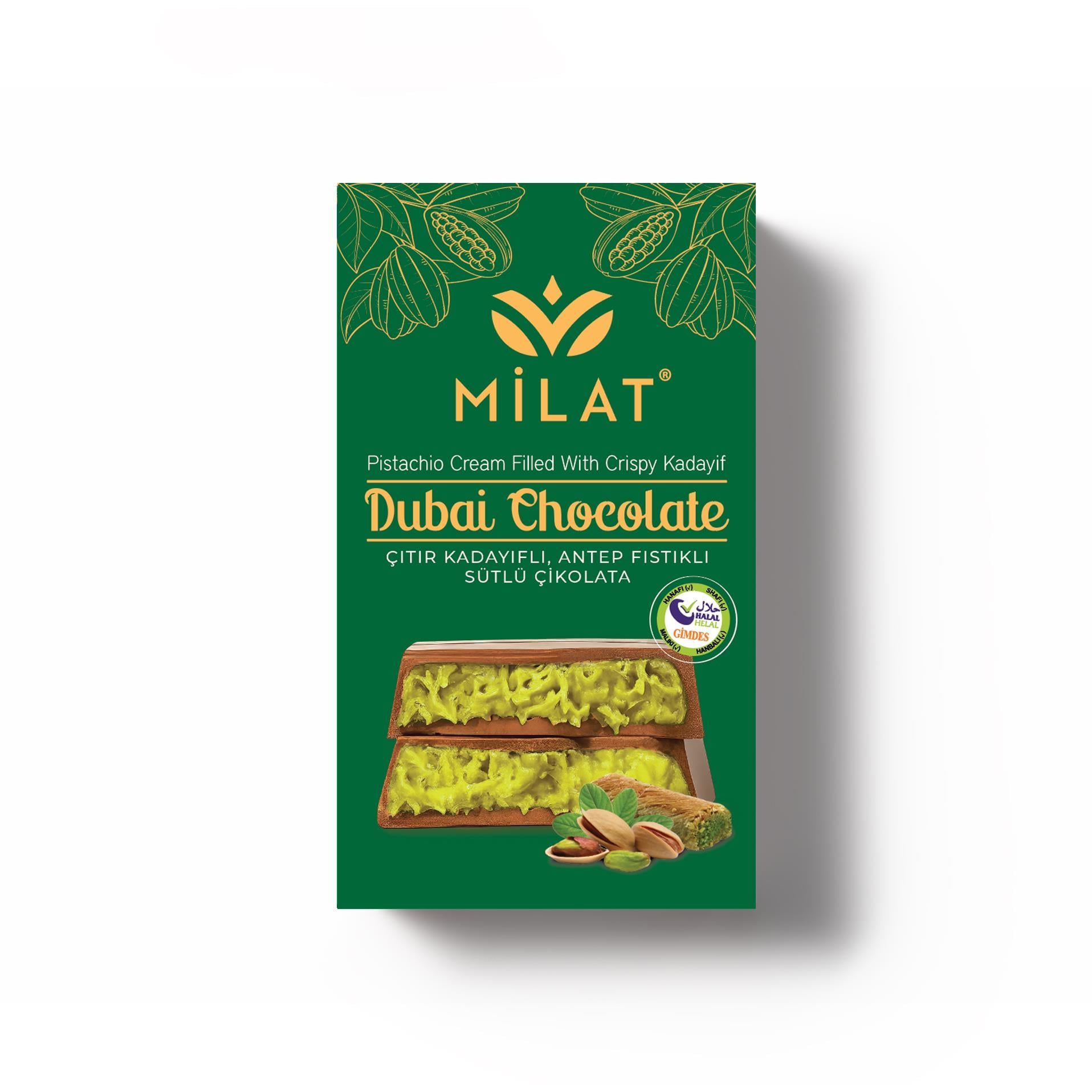 Milat Meşhur Antep Fıstıklı Dubai Çikolatası 60grDubai ÇikolatasıMilat