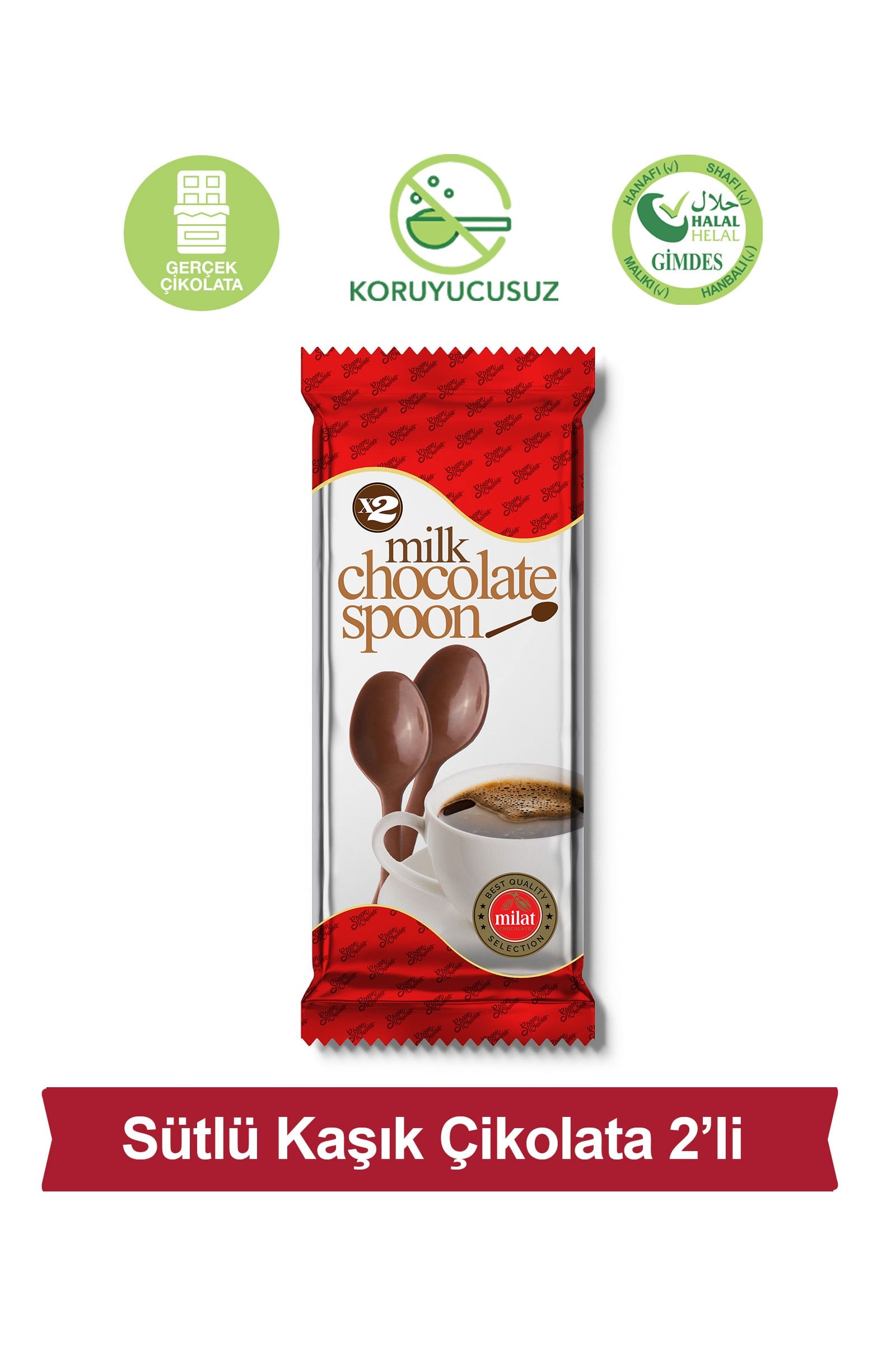 Milat Spoon Chocolate 2'Li Kaşık Çikolata 16 gKaşık ÇikolataMilat