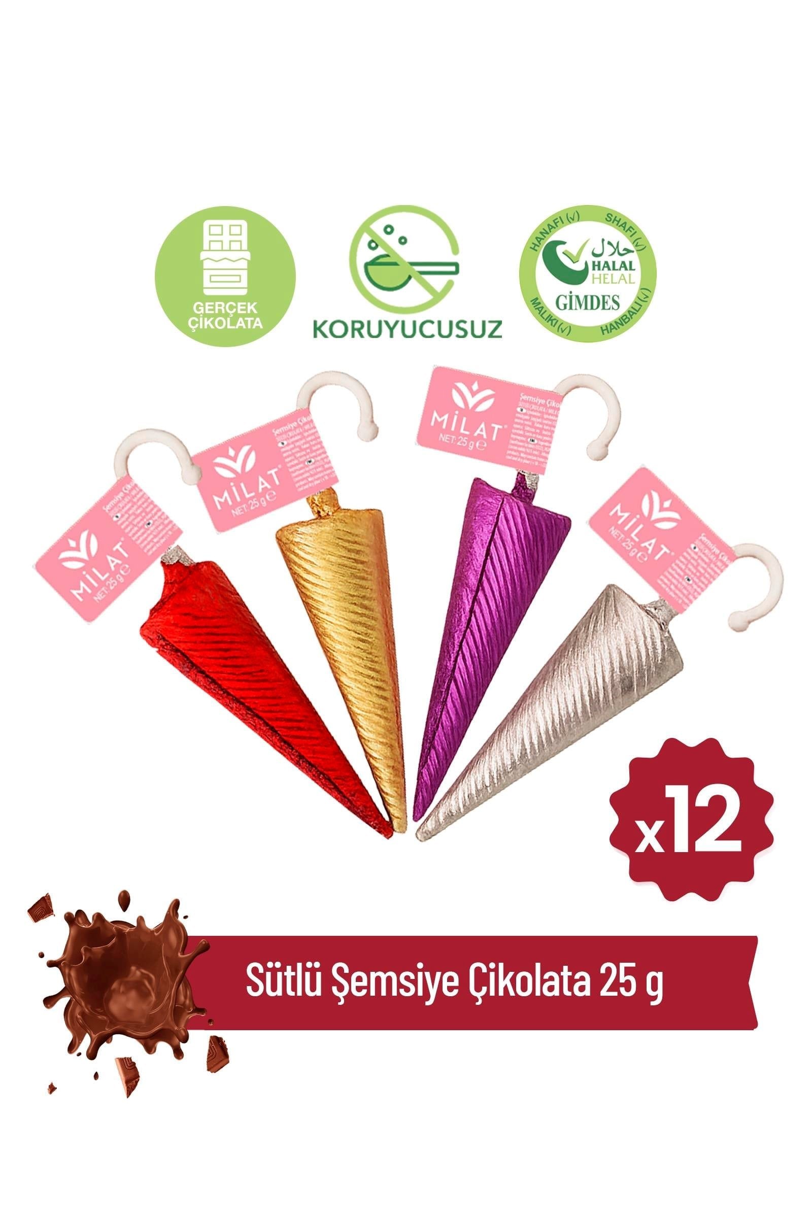 Milat Sütlü Şemsiye Çikolata 12 × 25 gŞemsiye ÇikolataMilat