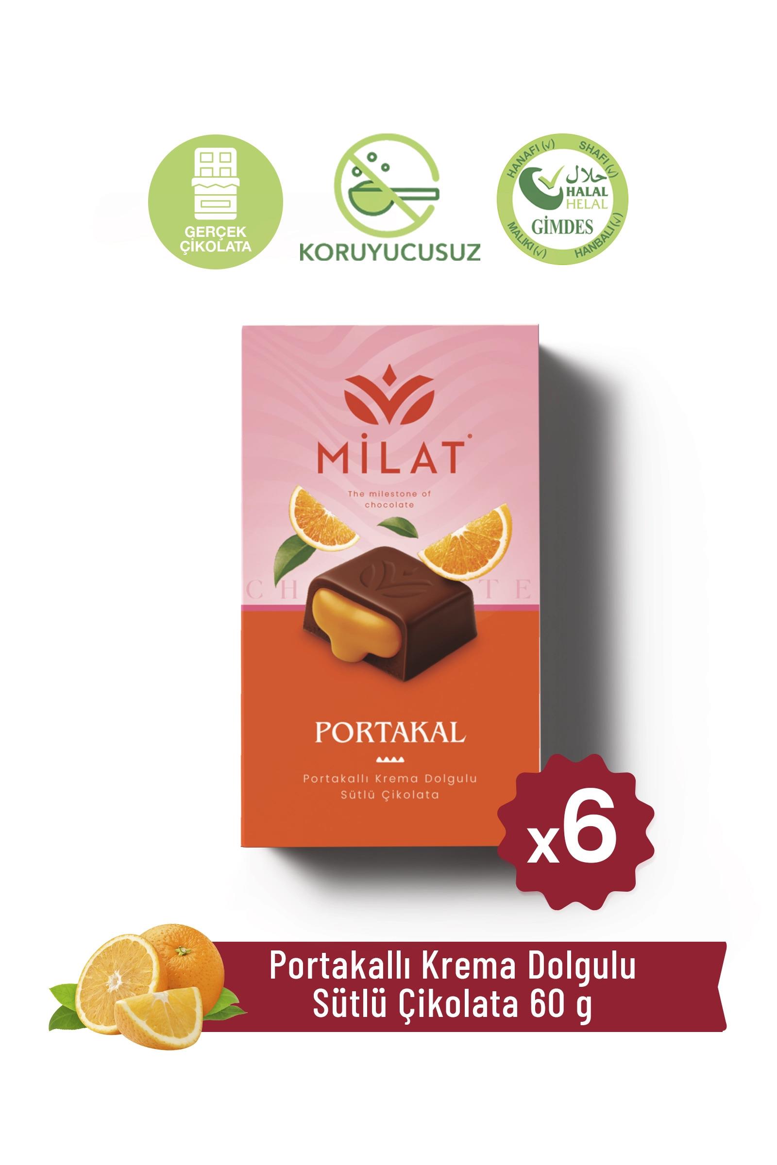 Portakal Krema Dolgulu Sütlü Çikolata 60 g x 6 AdetTablet ÇikolataMilat