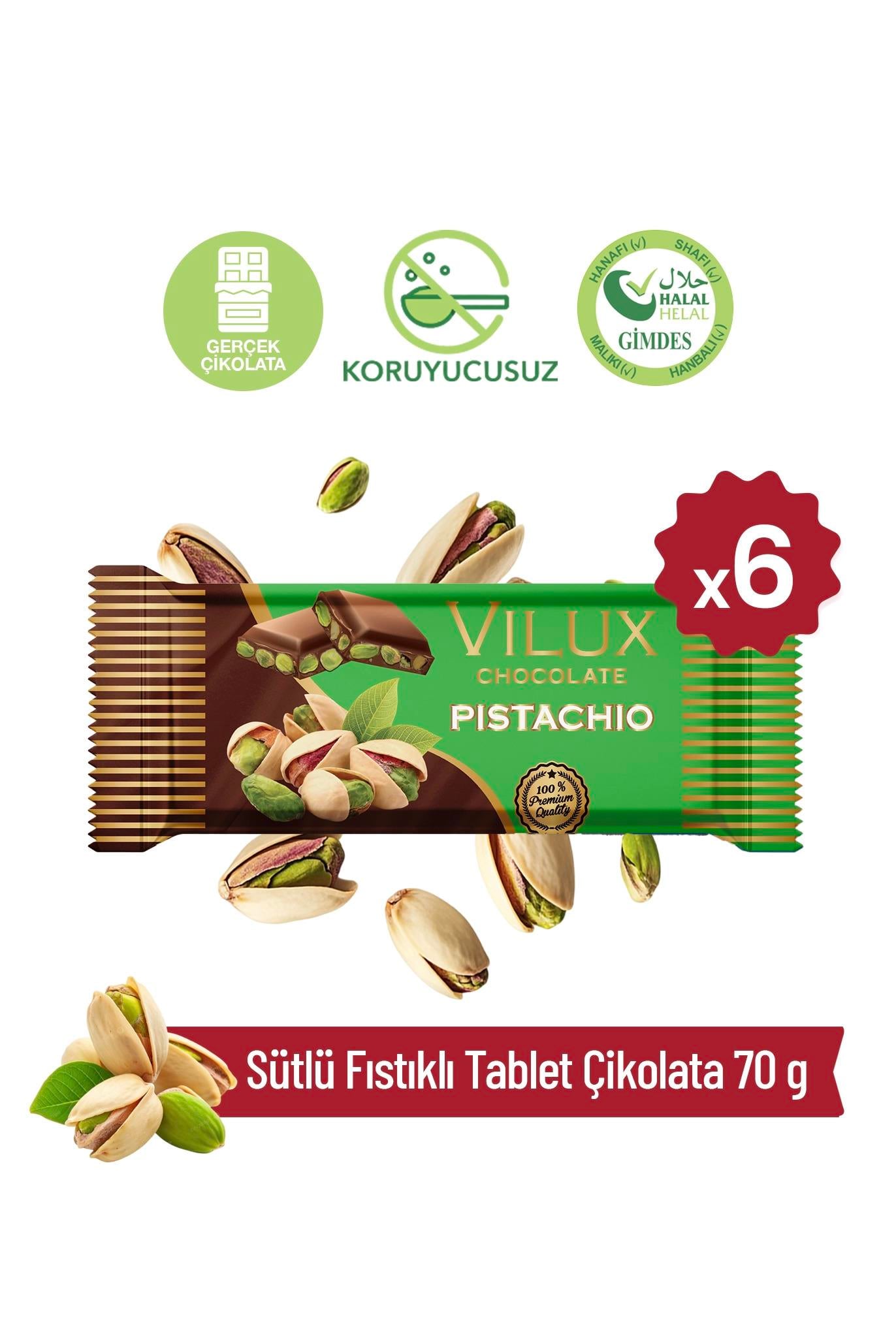 Sütlü Fıstıklı Tablet Çikolata 70gr (5 ADET)ÇikolatalarVilux