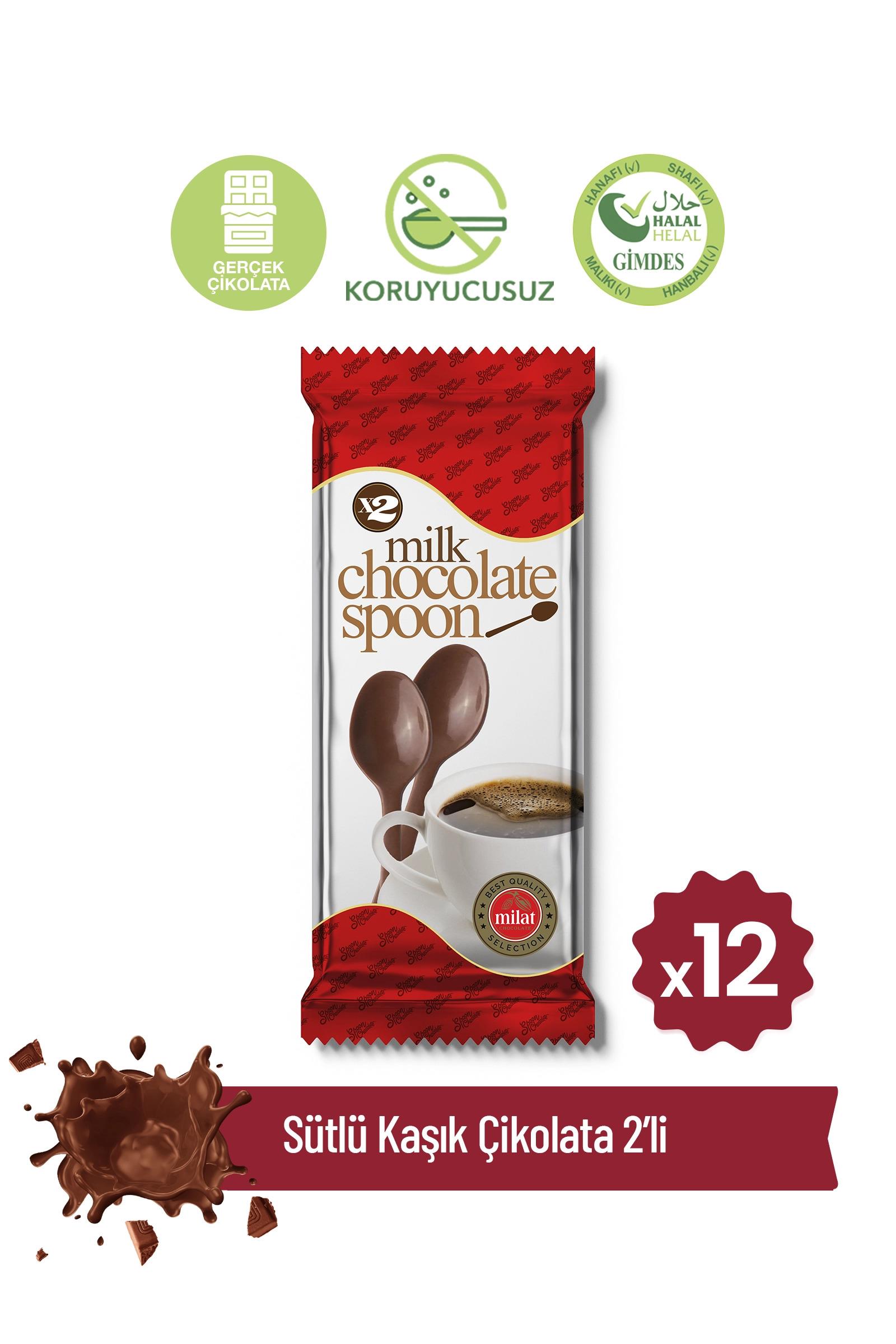 Sütlü Kaşık Çikolata 2'li 16 g x 12 Adet (1 KUTU)Kaşık ÇikolataMilat