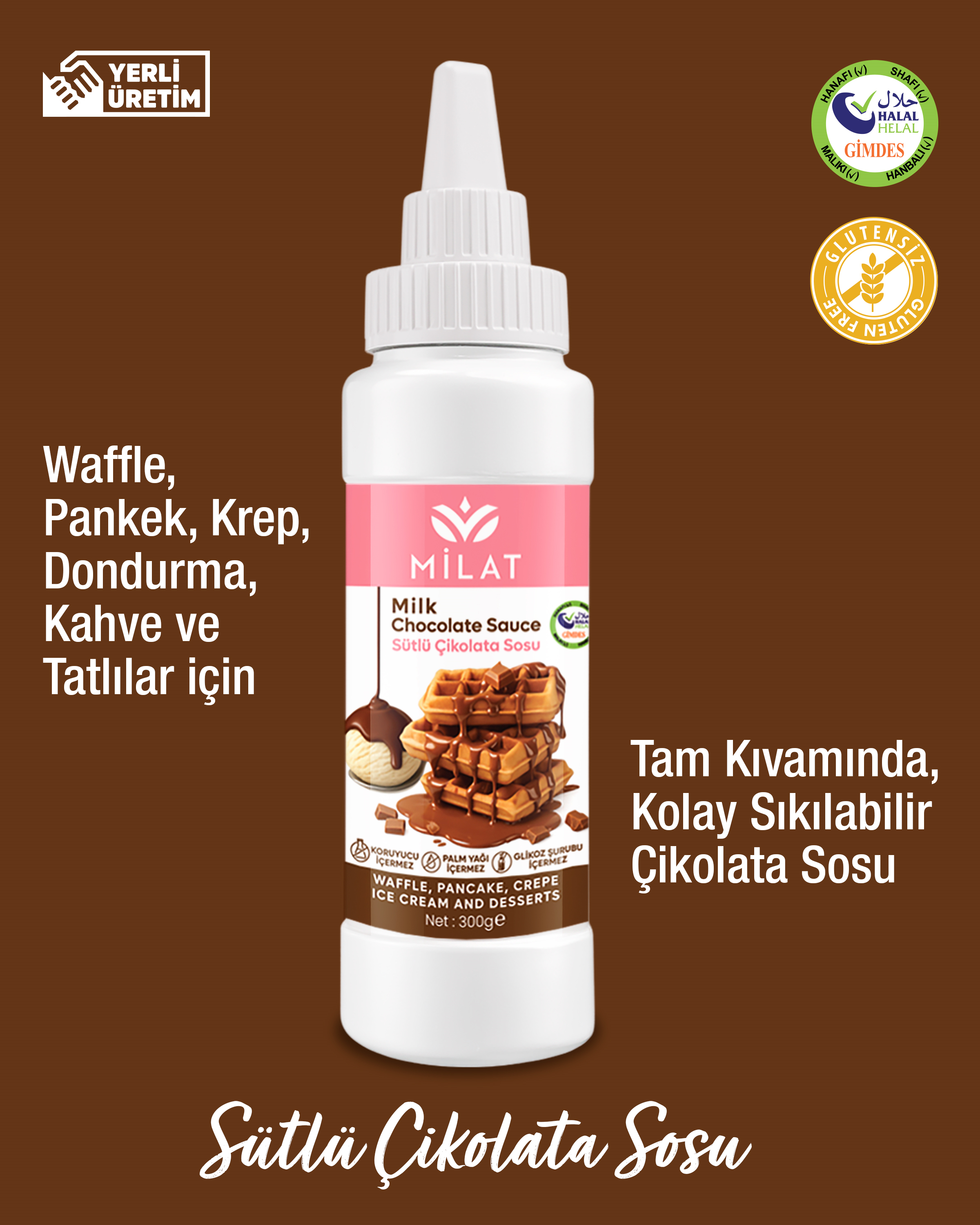 Sütlü Tatlı Sos 300 g - Waffle & Krep & Pankek & Tatlı & Dondurma SosuWaffle SoslarMilat