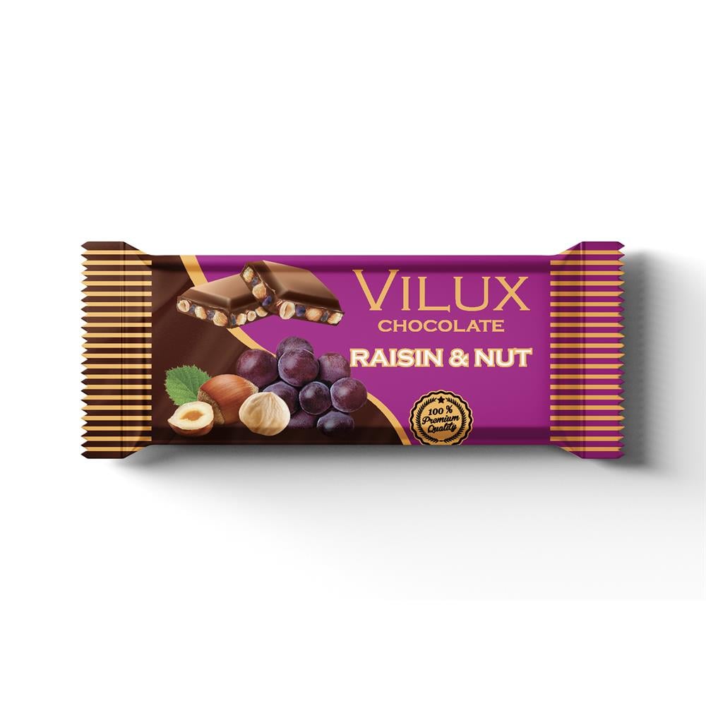 Vilux Fındıklı Üzümlü Tablet Çikolata 12 Adet 70grTablet ÇikolataVilux