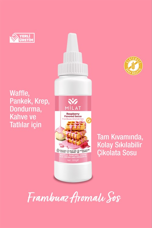 Frambuaz Aromalı Tatlı Sos 300 g - Waffle & Krep & Pankek & Tatlı & Dondurma SosuWaffle SoslarMilat