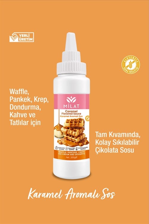 Karamel Aromalı Tatlı Sos 300 g - Waffle & Krep & Pankek & Tatlı & Dondurma SosuWaffle SoslarMilat