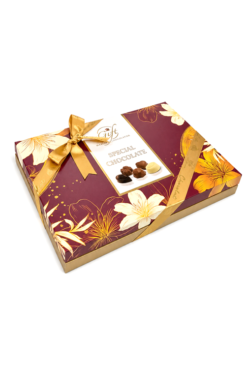 Mygift Special Çikolata Bordo Çiçekli 240 gSpesiyal ÇikolataMilat