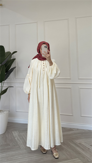 Balon Kol Detaylı Oversize Elbise | Butter Yellow